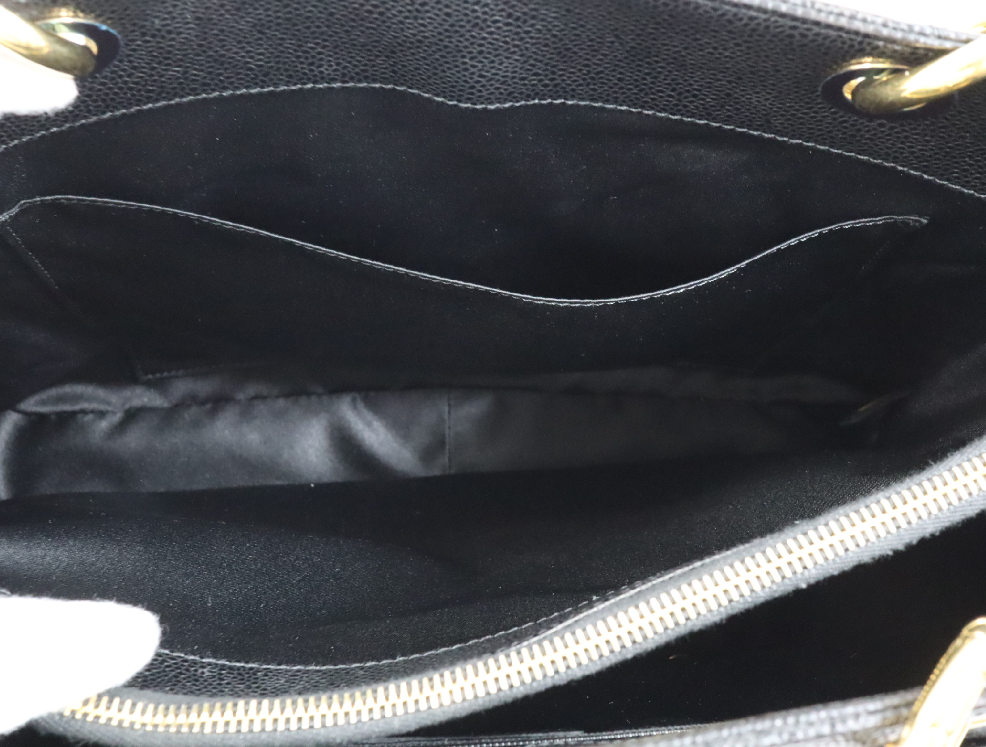 GST Caviar Skin Chain Tote Bag, Black, Serial Number 17 Series, Gold Hardware, A50995 Tote Bag — view 15