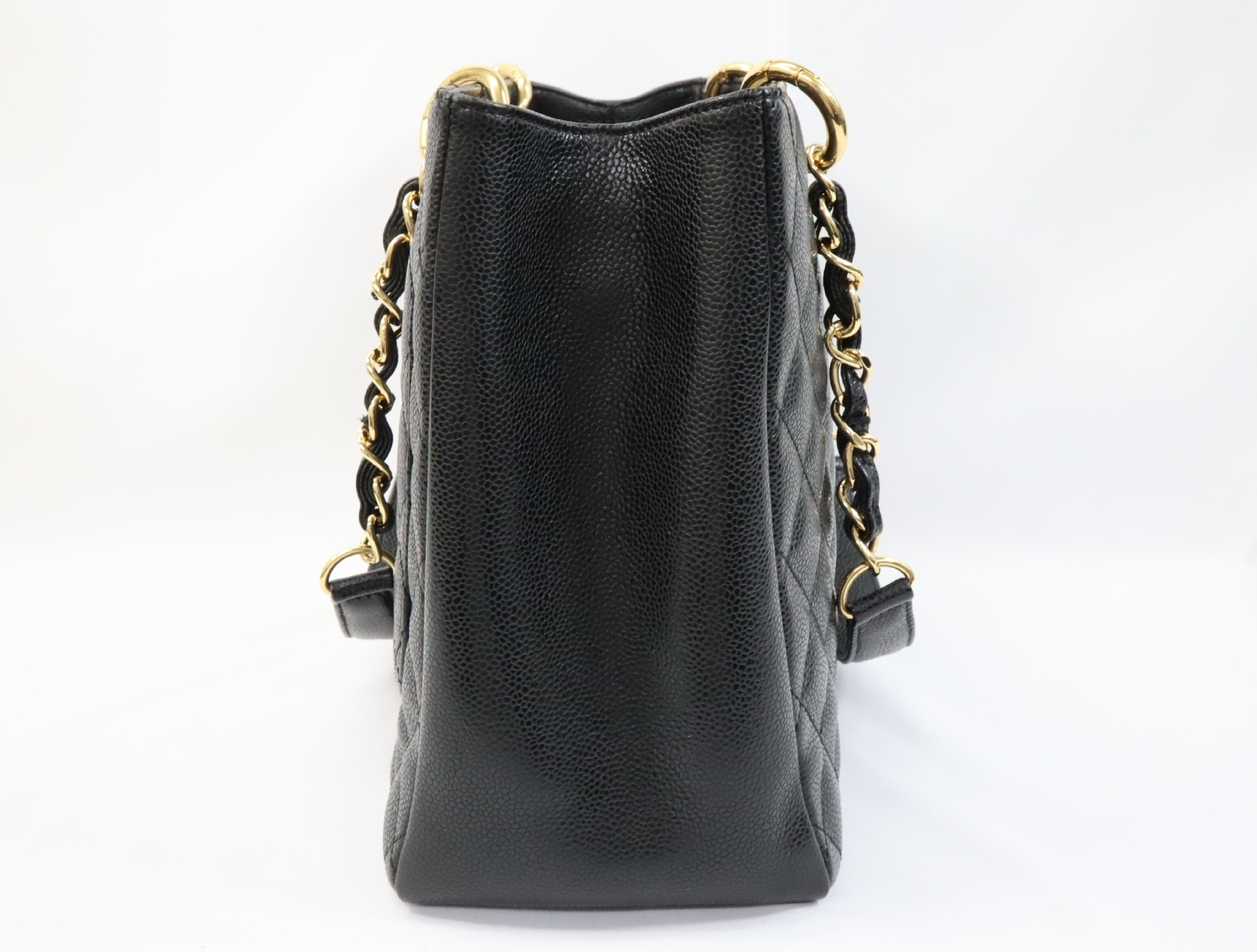 GST Caviar Skin Chain Tote Bag, Black, Serial Number 17 Series, Gold Hardware, A50995 Tote Bag — view 4