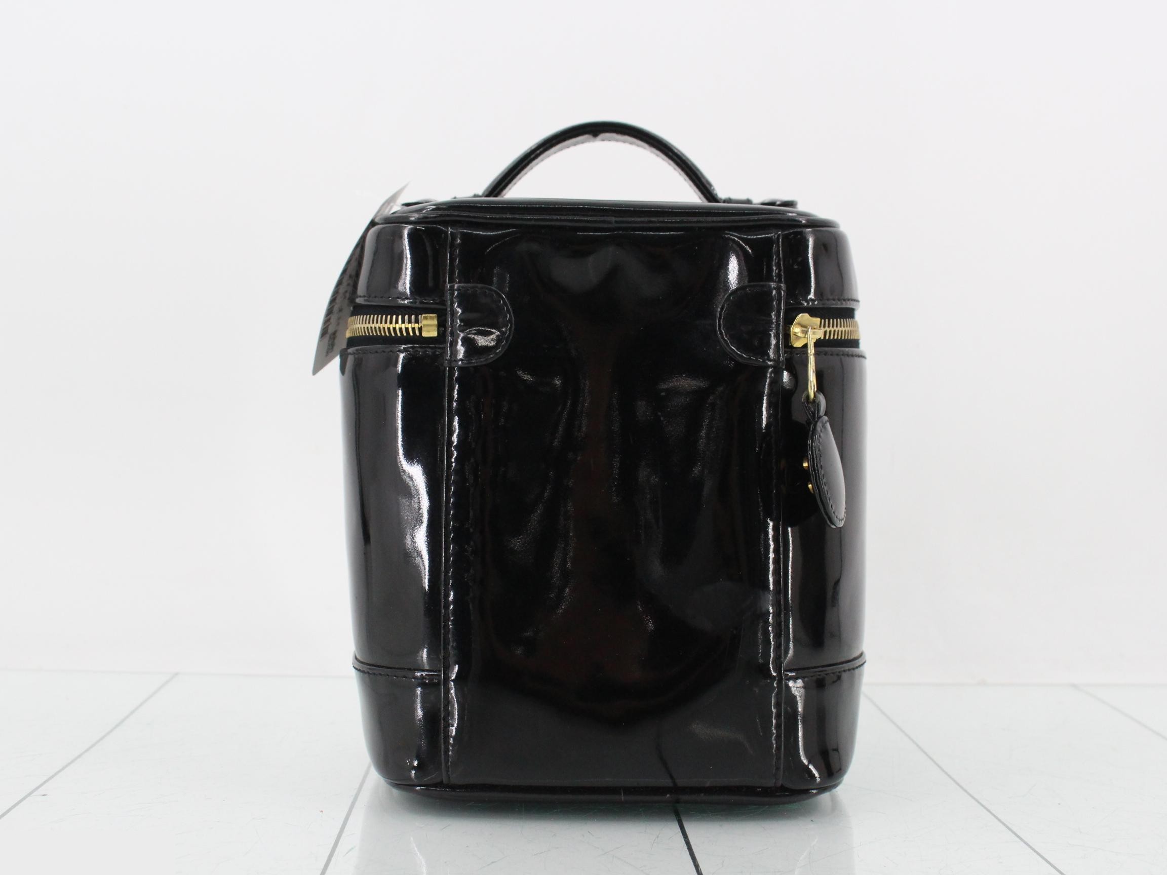 Enamel Coco Mark Vanity Bag Handbag, Black — view 2