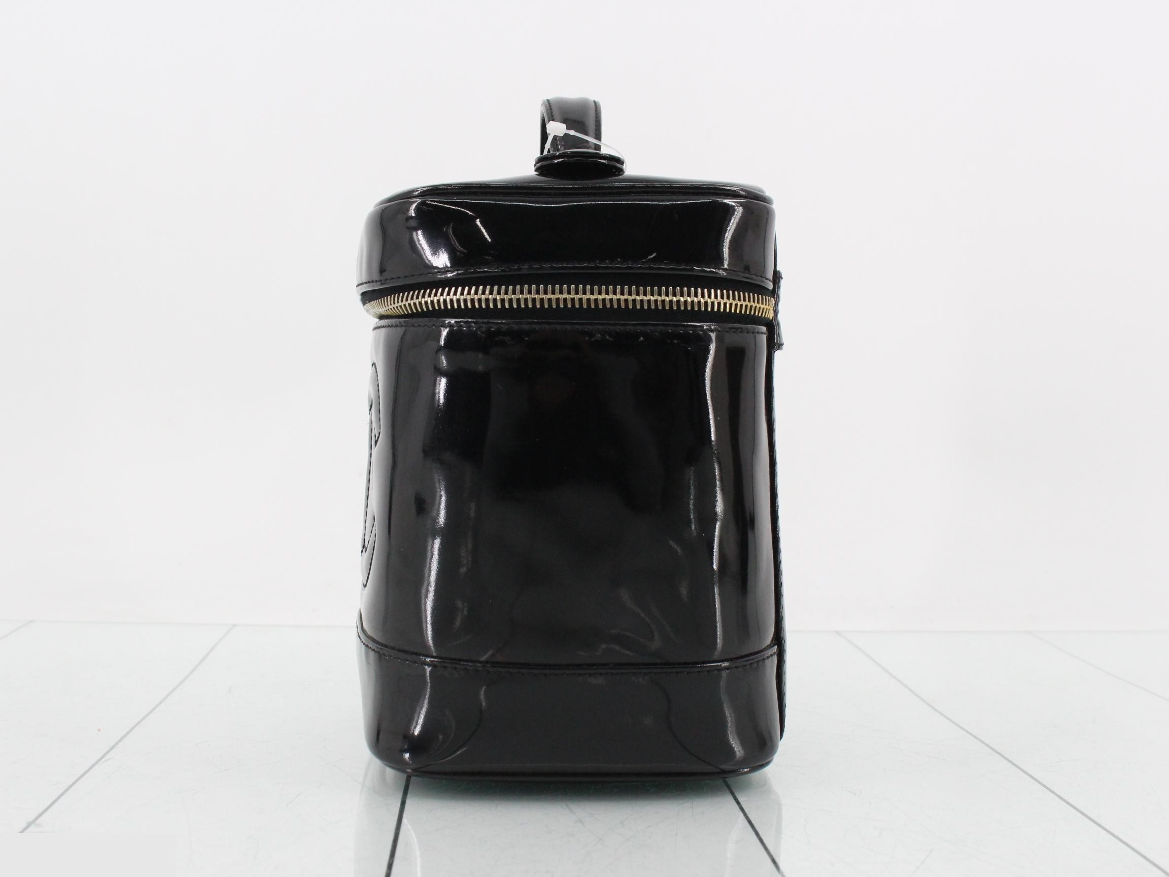 Enamel Coco Mark Vanity Bag Handbag, Black — view 3