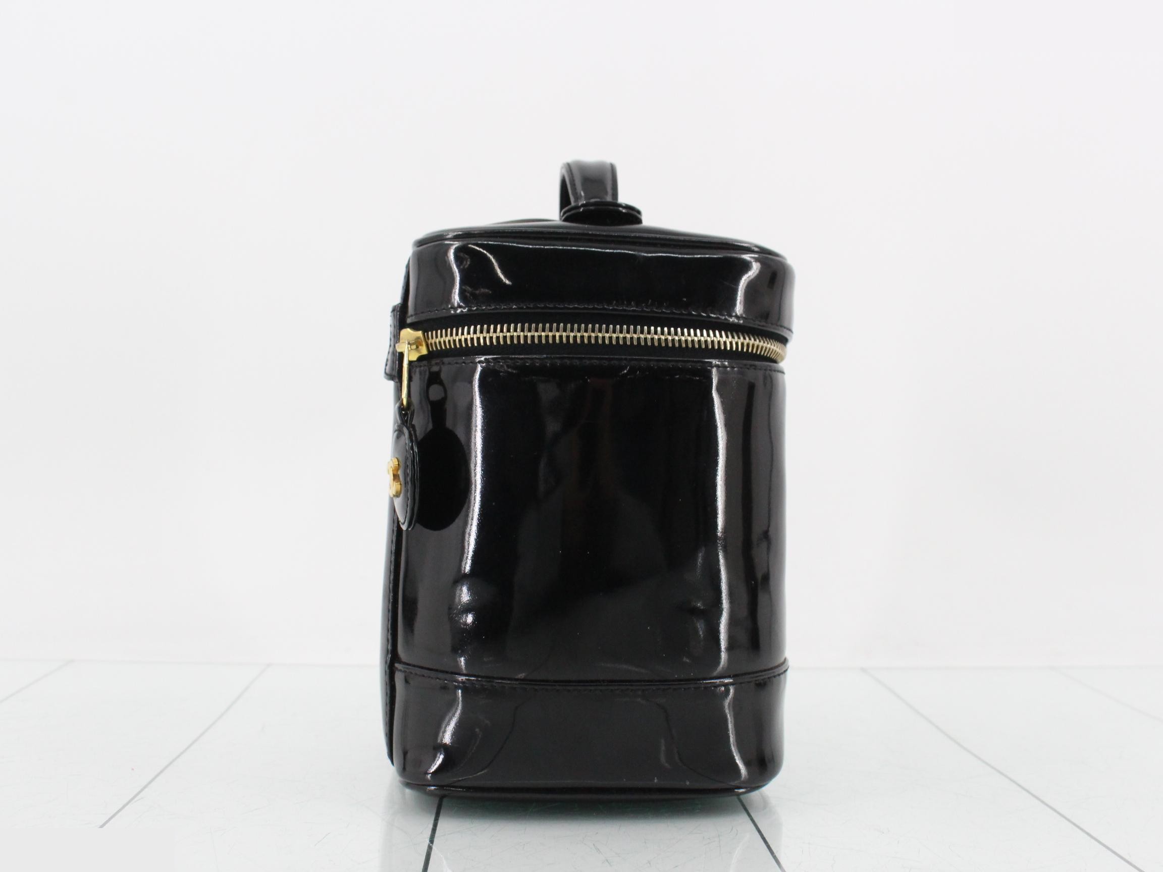 Enamel Coco Mark Vanity Bag Handbag, Black — view 4