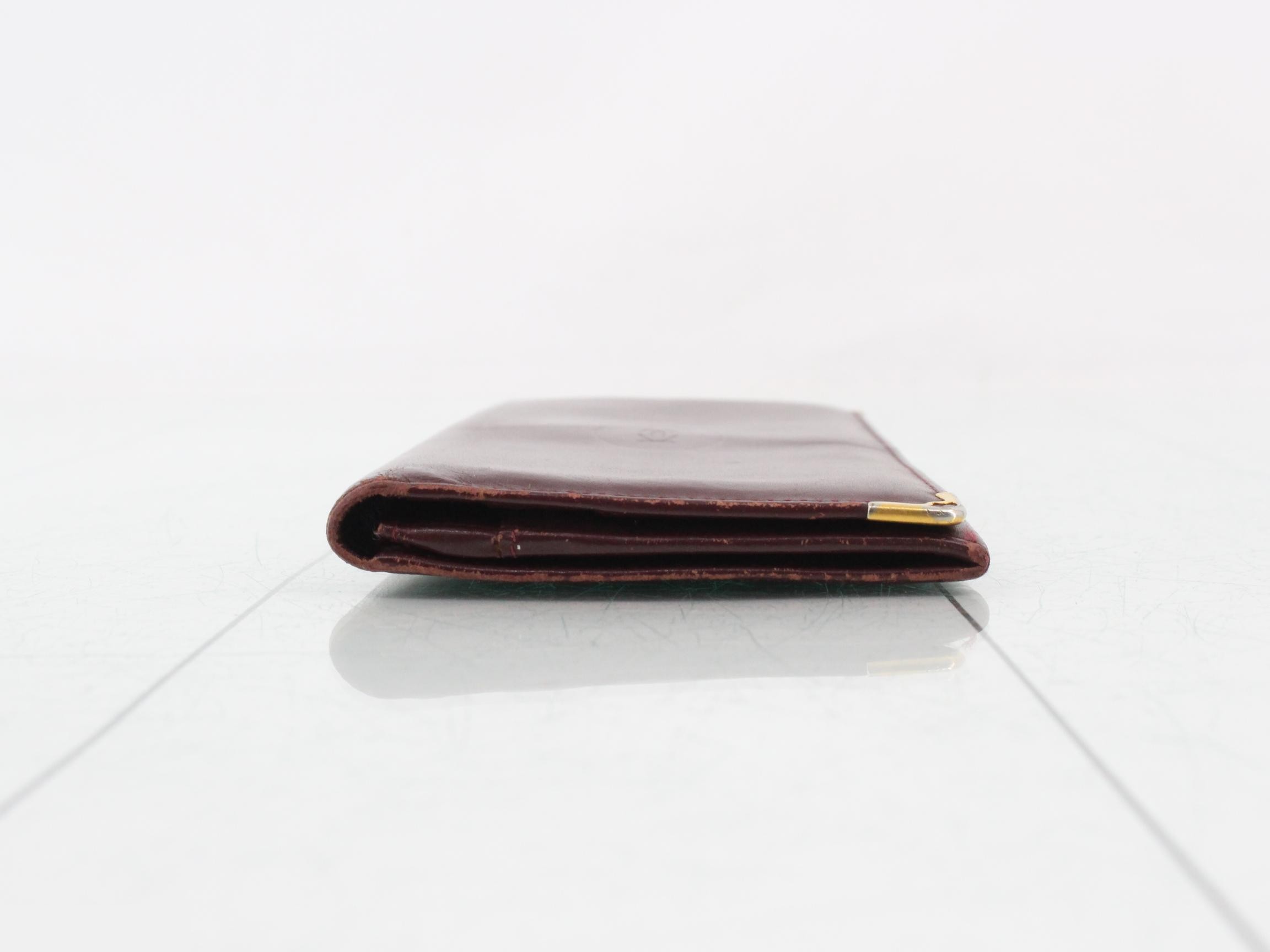 Mustline Leather Bi-fold Long Wallet, Bordeaux — view 3