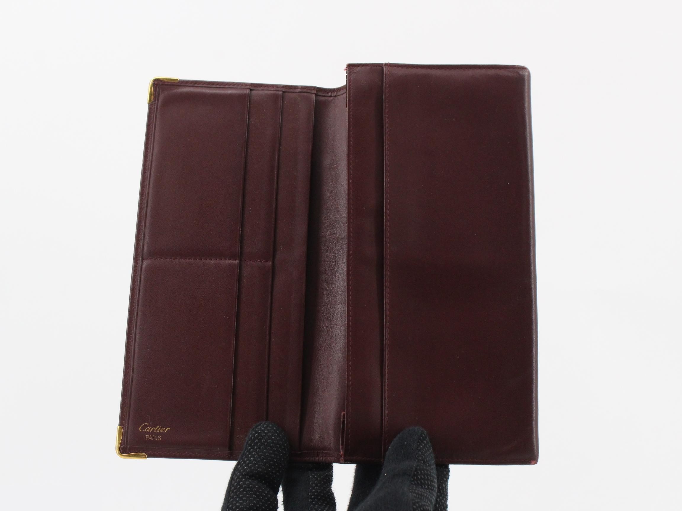 Mustline Leather Bi-fold Long Wallet, Bordeaux — view 4