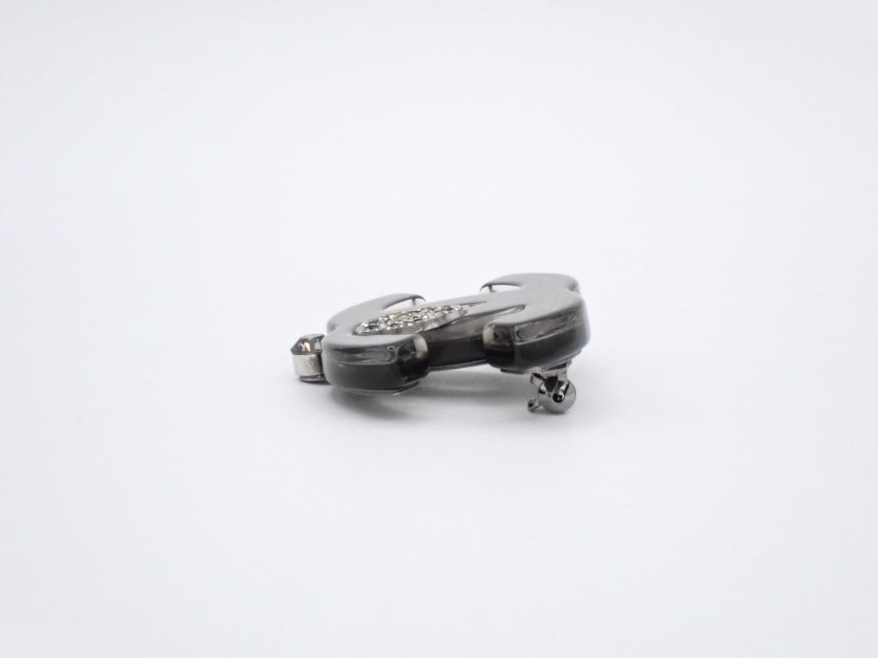 Camellia (precious metal) brooch, rhinestone, python, black — view 3