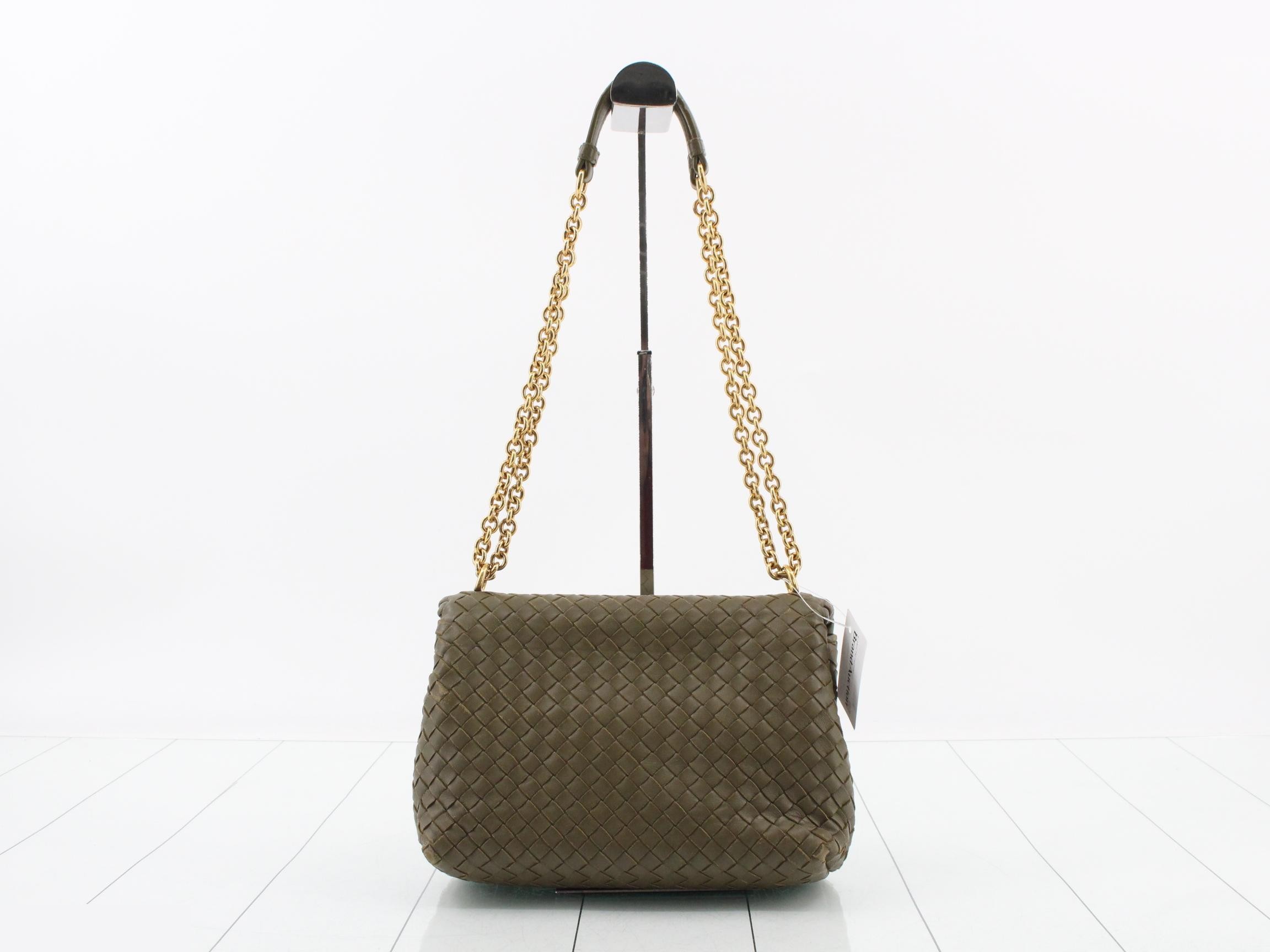 Leather Intrecciato Chain Shoulder Bag — view 2