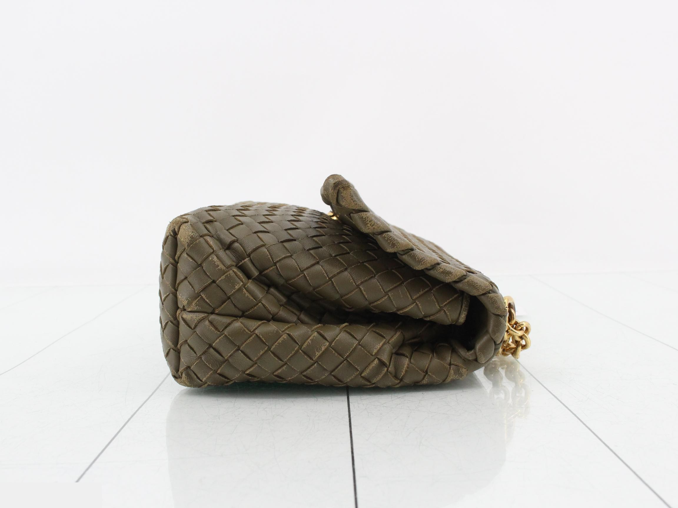 Leather Intrecciato Chain Shoulder Bag — view 3