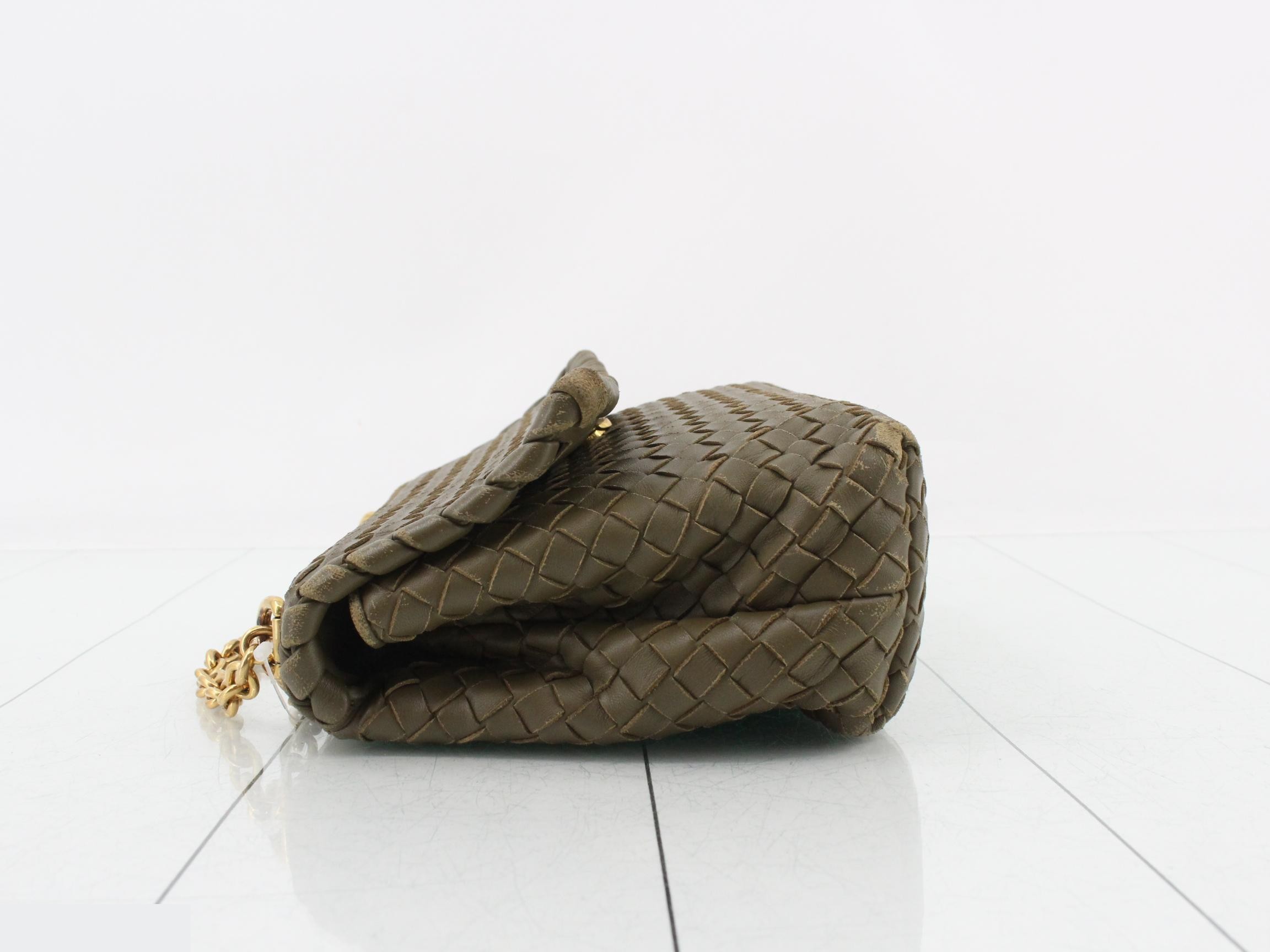 Leather Intrecciato Chain Shoulder Bag — view 4