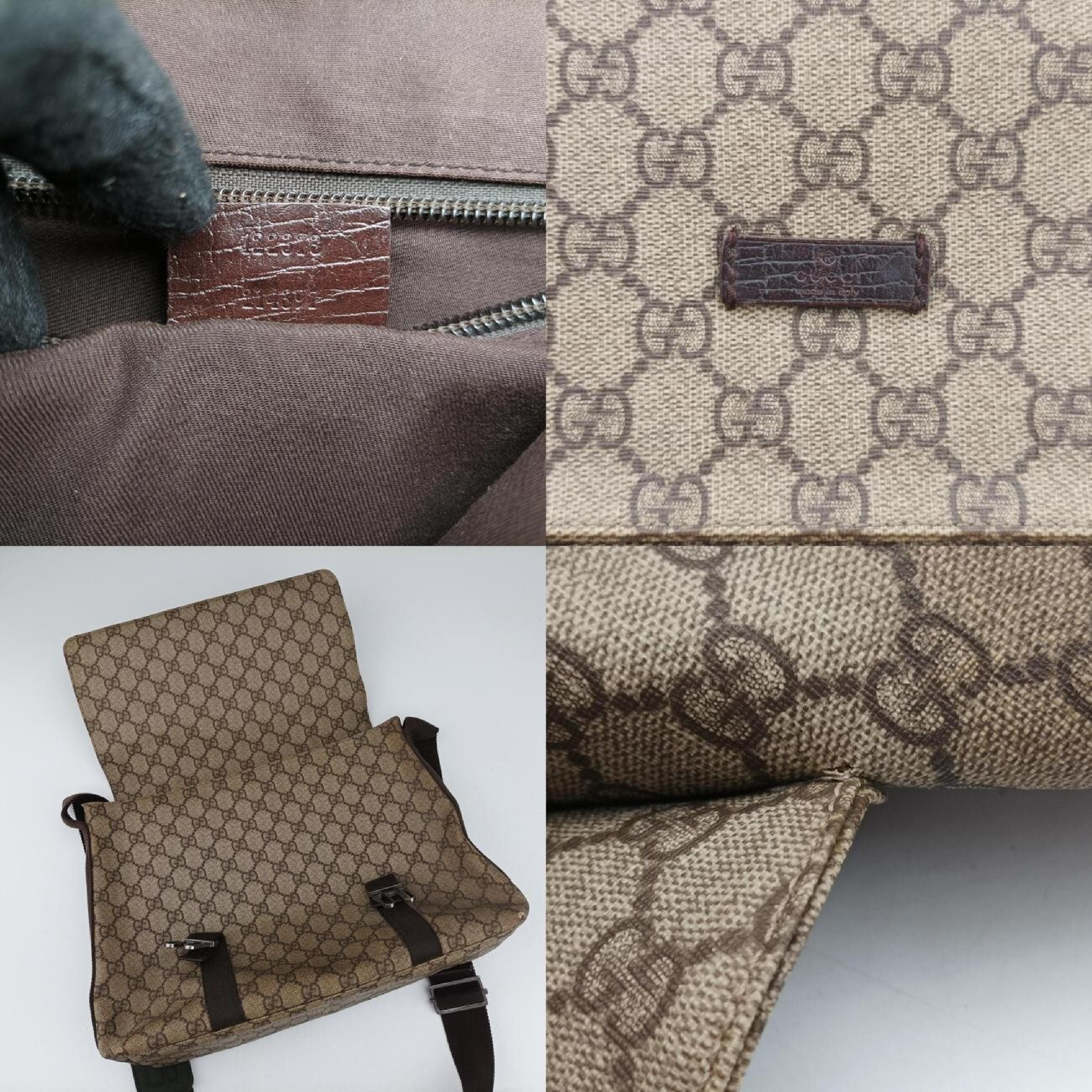 GG Supreme Double Buckle Shoulder Bag, Beige x Dark Brown PVC Coated Canvas, 122373 — view 8