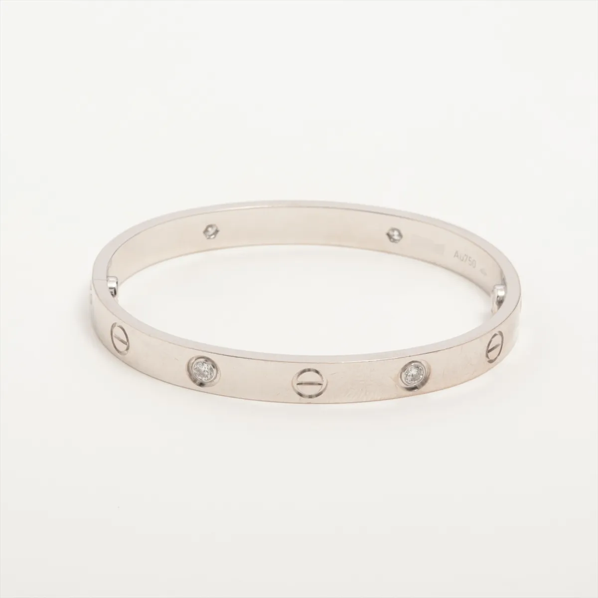 Love Half Diamond Bracelet 750(WG) 31.0g 16 CJT827 Some plating peels off, dents — view 2