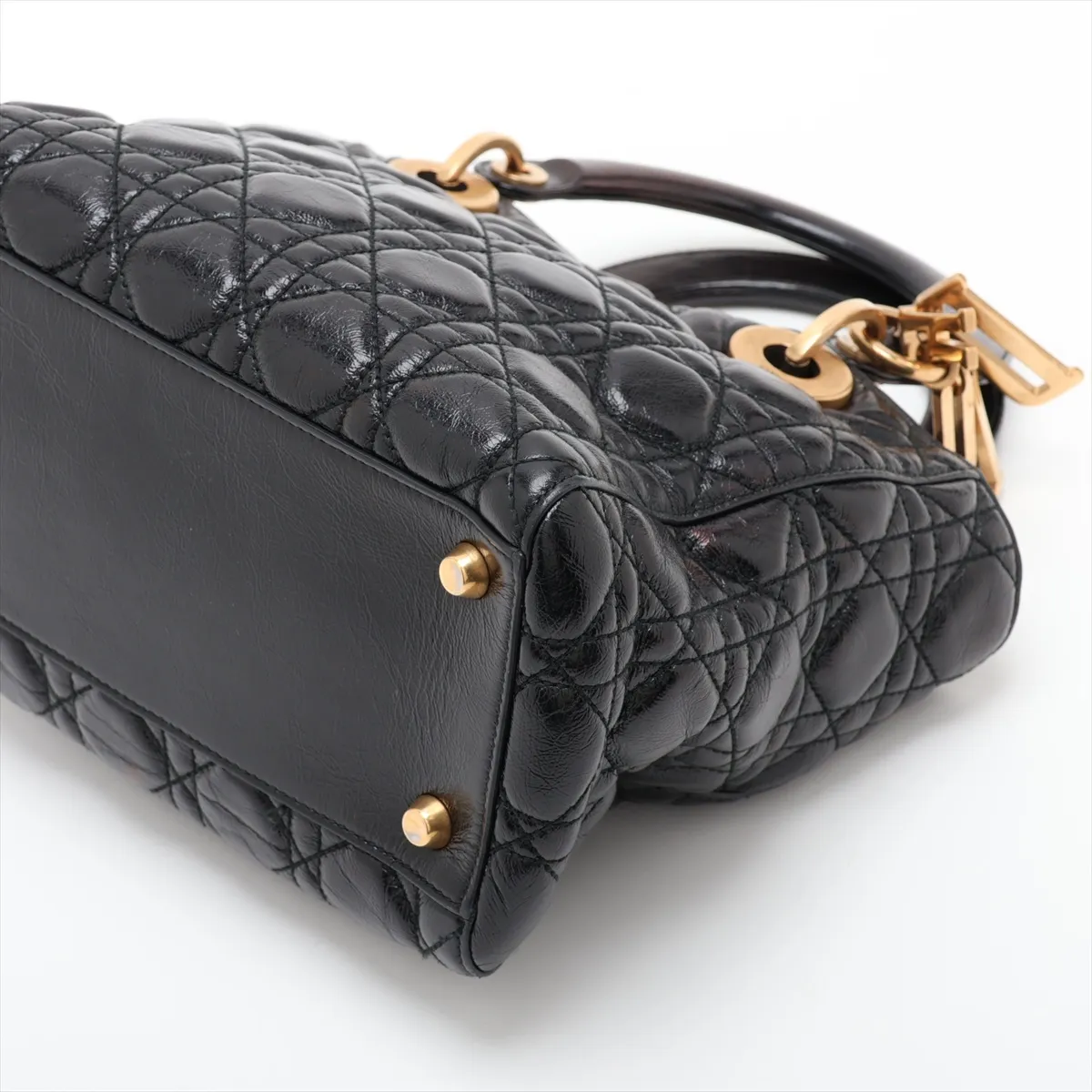Cannage Lady Dior Leather 2-Way Handbag, Black — view 3