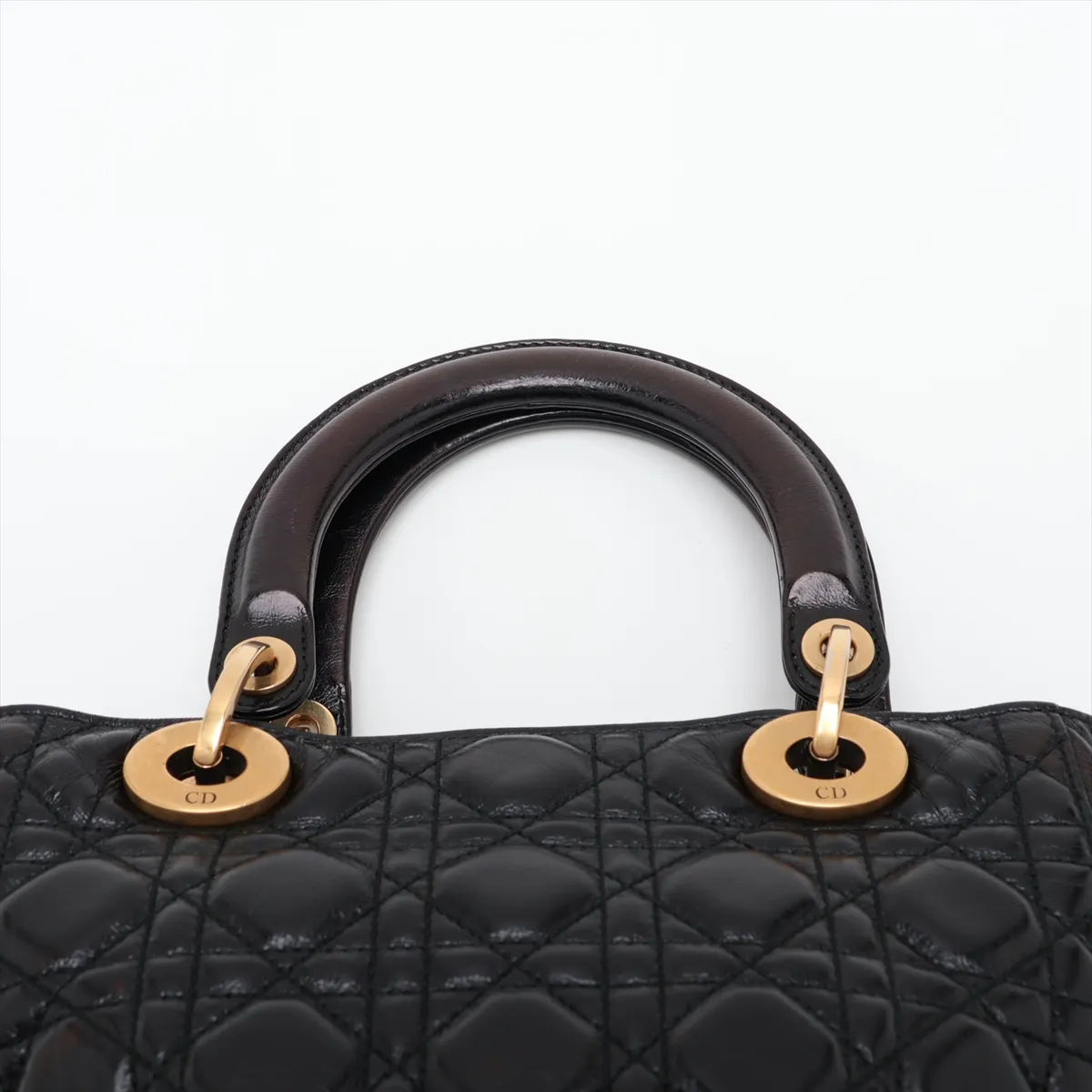 Cannage Lady Dior Leather 2-Way Handbag, Black — view 6