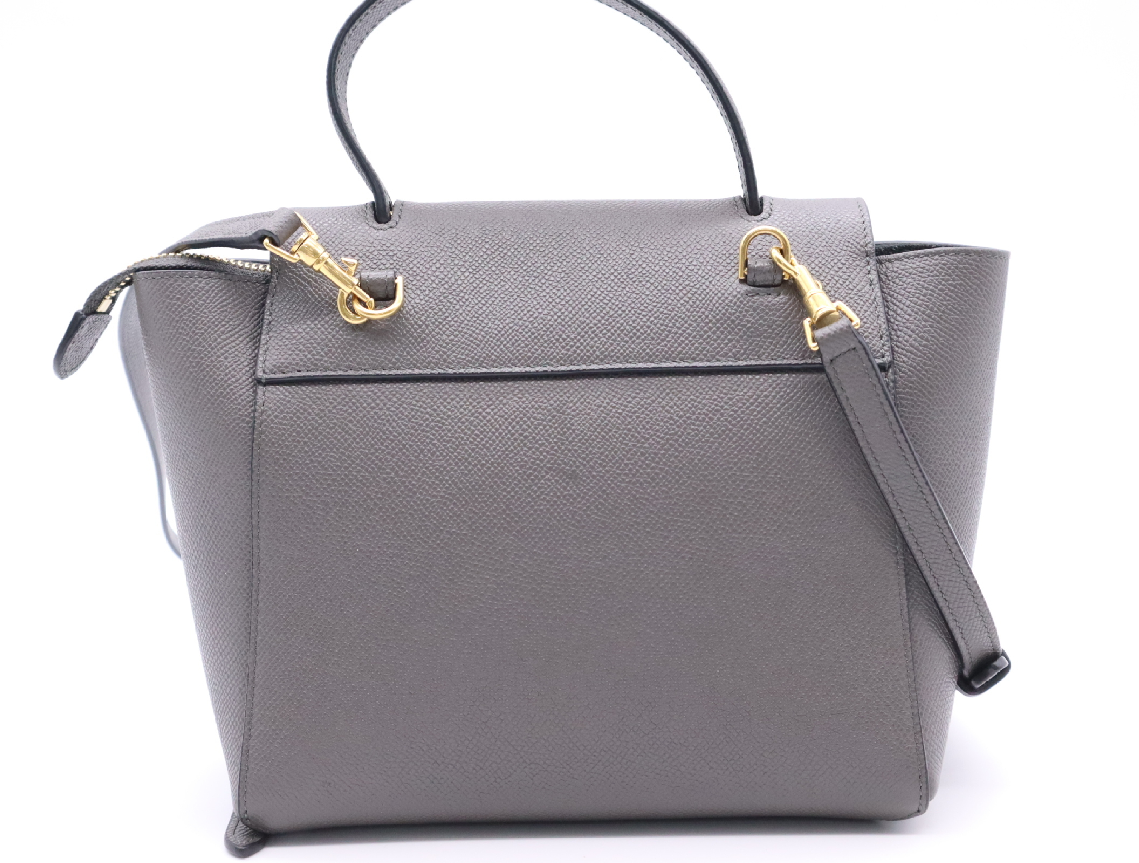 Leather Belt Bag Nano 2-Way Handbag, Gray, with Shoulder Strap and Dust Bag, Shoulder Bag — view 2