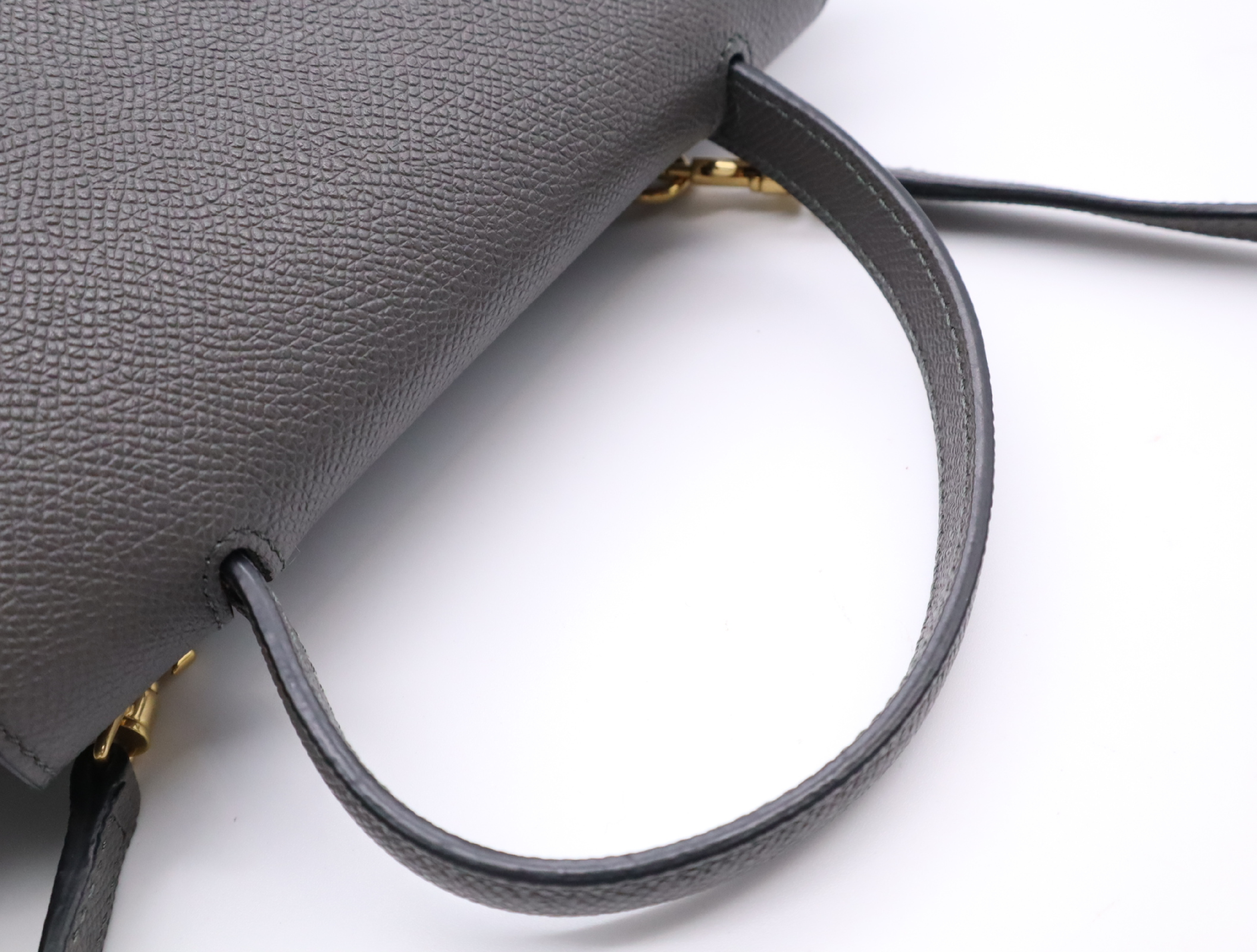 Leather Belt Bag Nano 2-Way Handbag, Gray, with Shoulder Strap and Dust Bag, Shoulder Bag — view 13