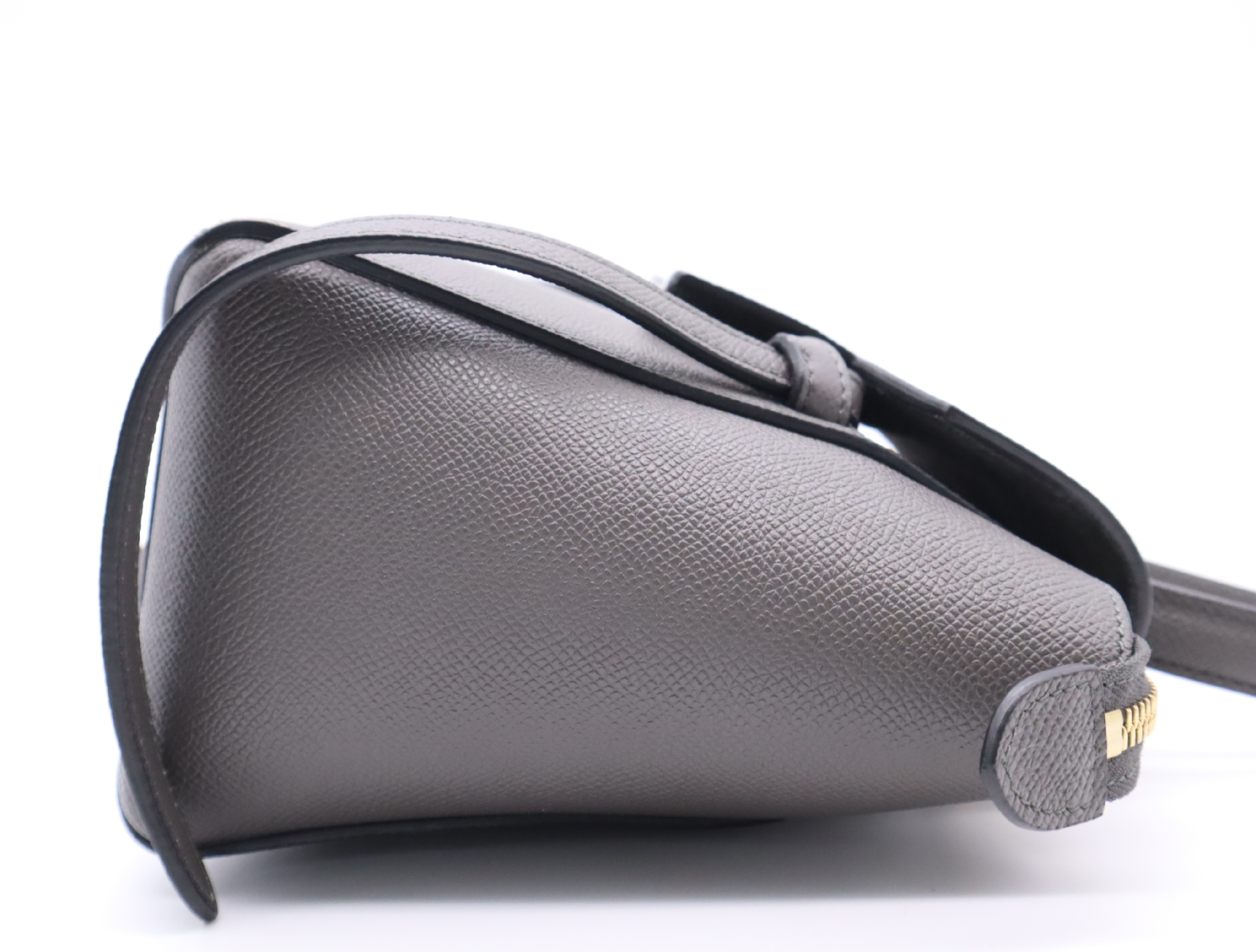 Leather Belt Bag Nano 2-Way Handbag, Gray, with Shoulder Strap and Dust Bag, Shoulder Bag — view 5