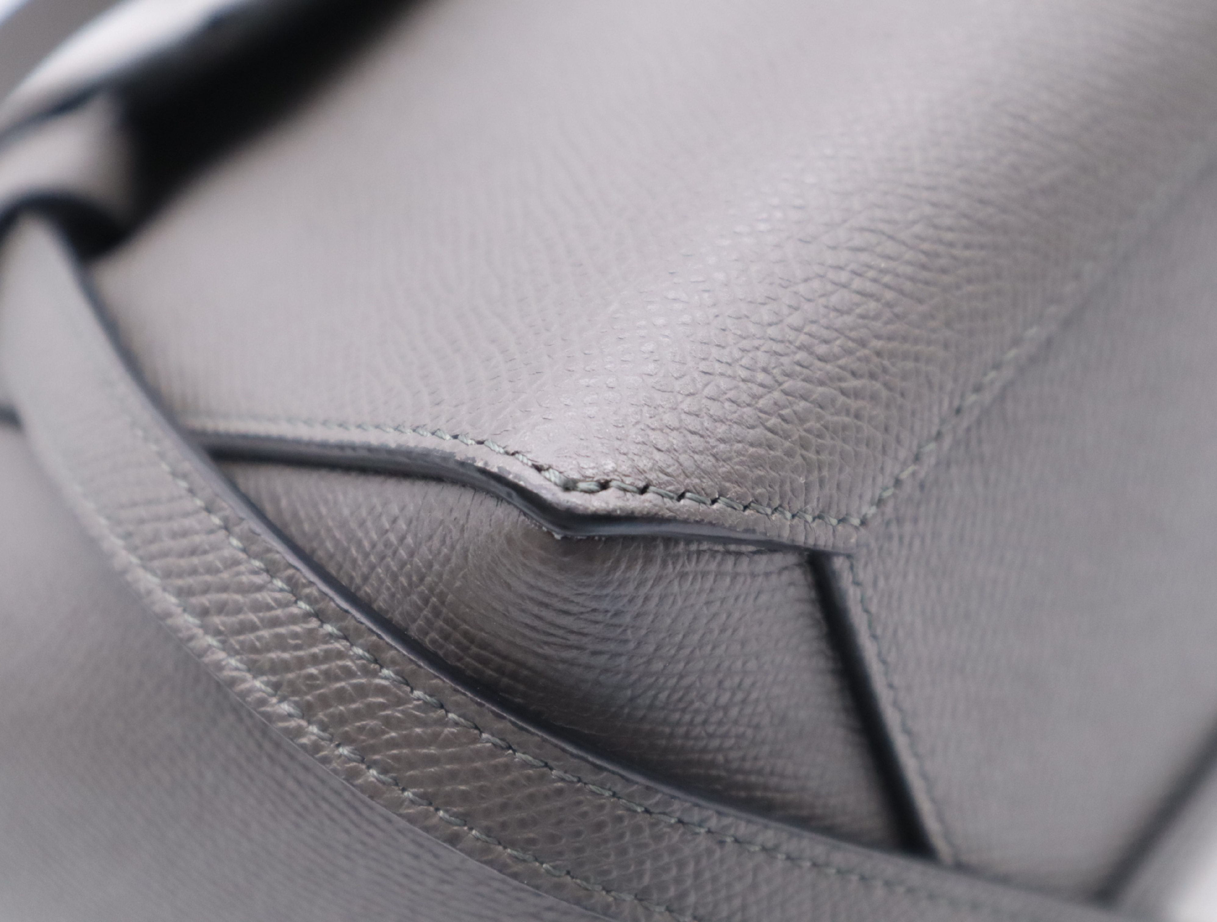 Leather Belt Bag Nano 2-Way Handbag, Gray, with Shoulder Strap and Dust Bag, Shoulder Bag — view 6
