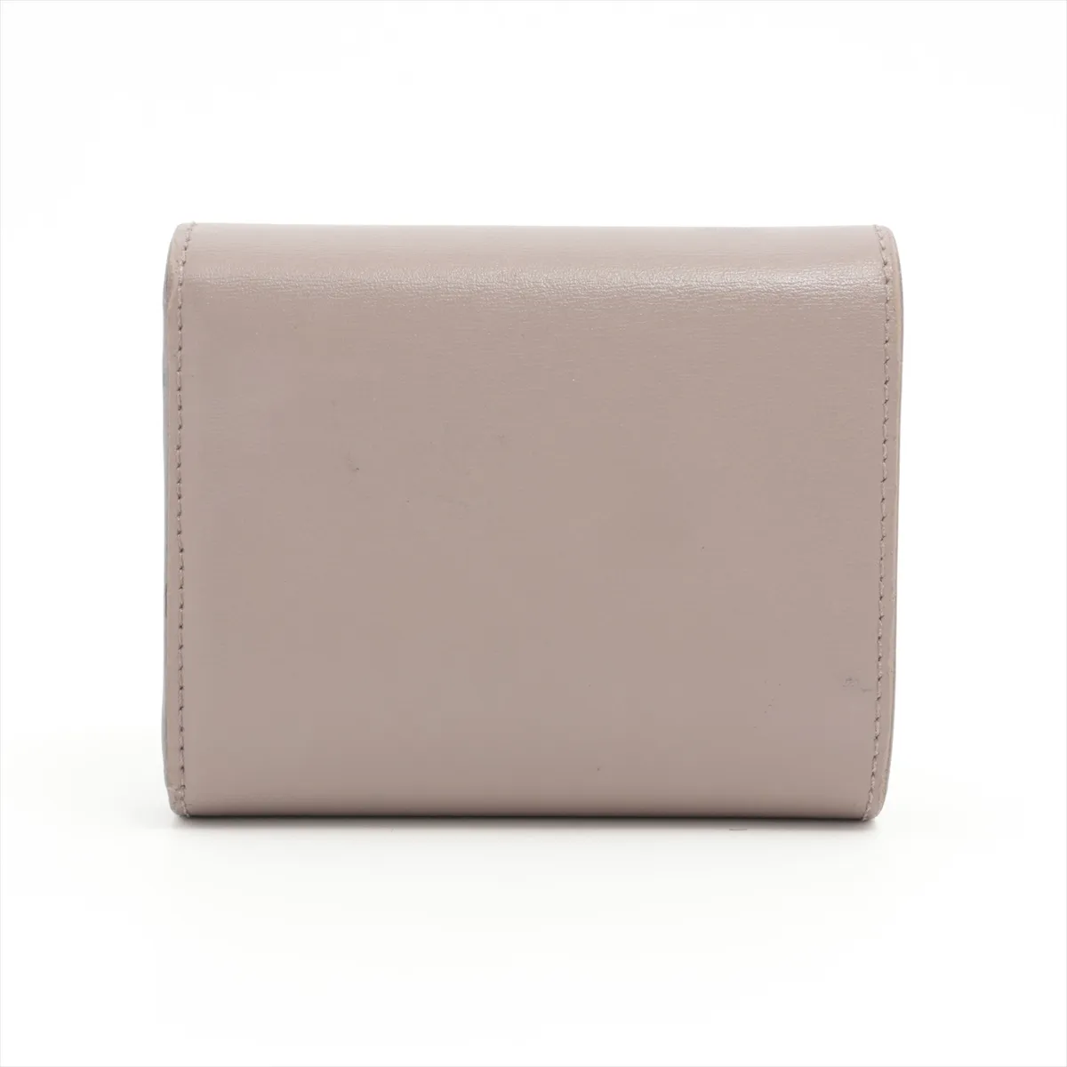 Triomphe Small Flap Wallet Leather Compact Wallet Beige — view 2