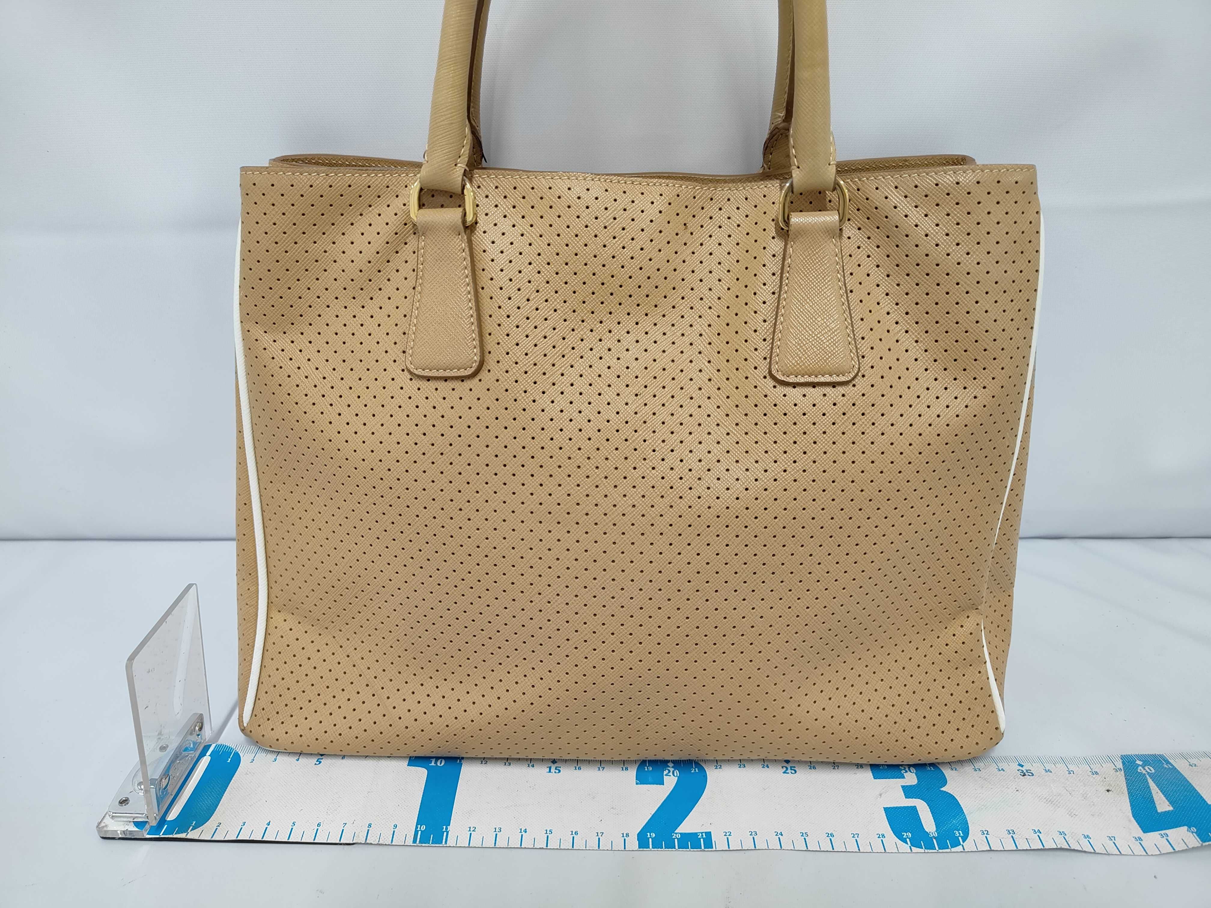 Saffiano Beige Perforated Leather Bag — view 2