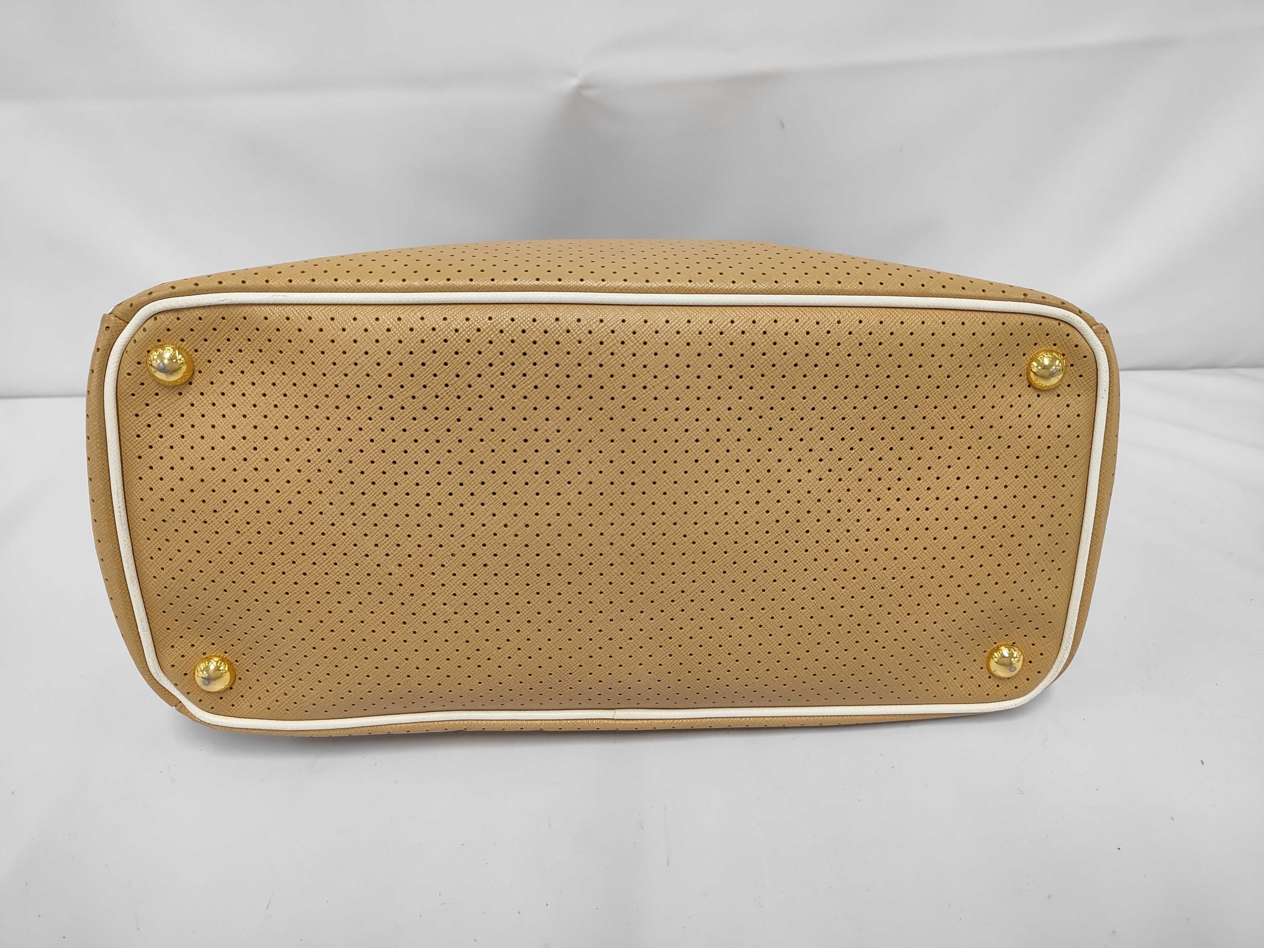 Saffiano Beige Perforated Leather Bag — view 3