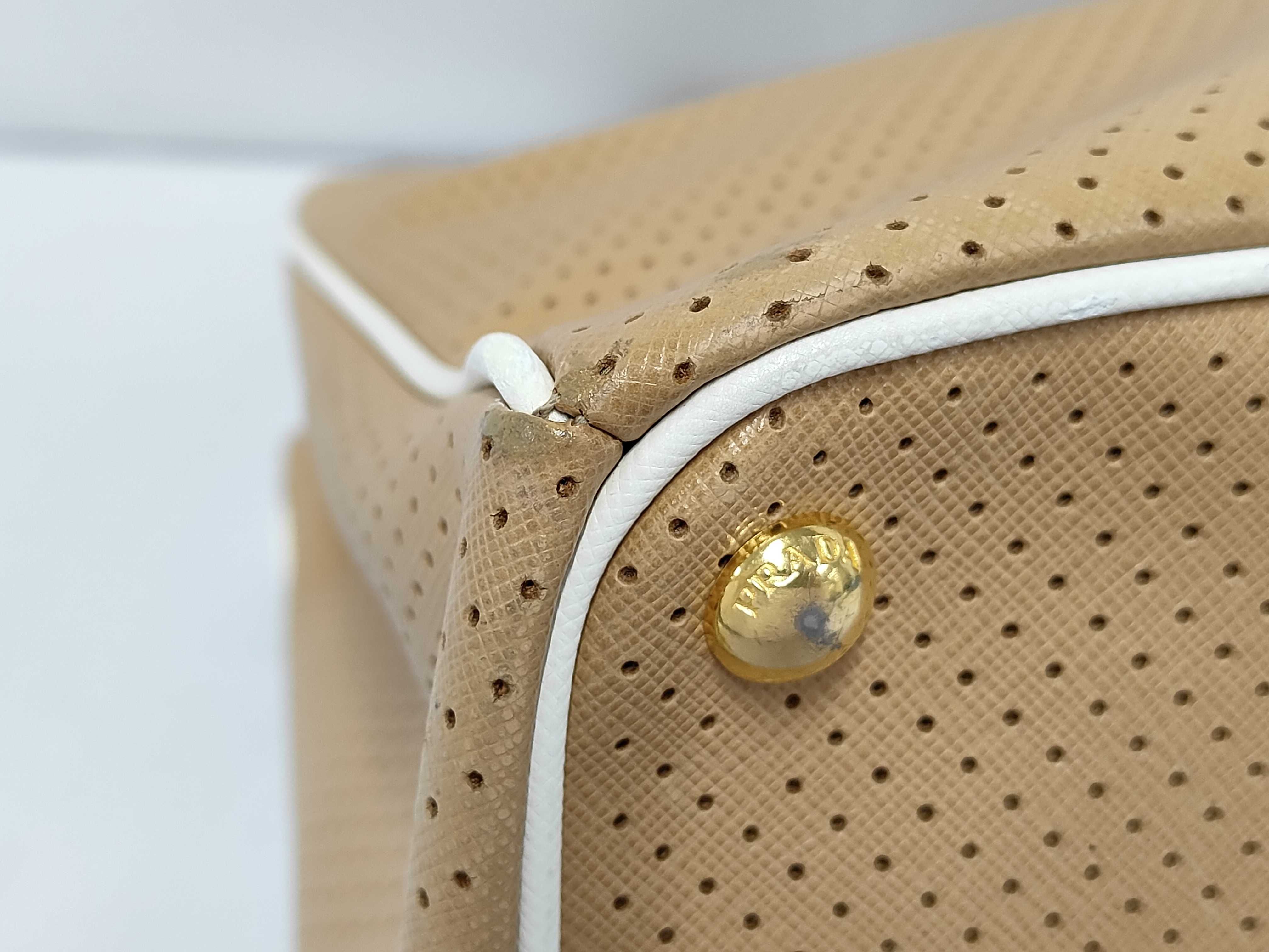 Saffiano Beige Perforated Leather Bag — view 4