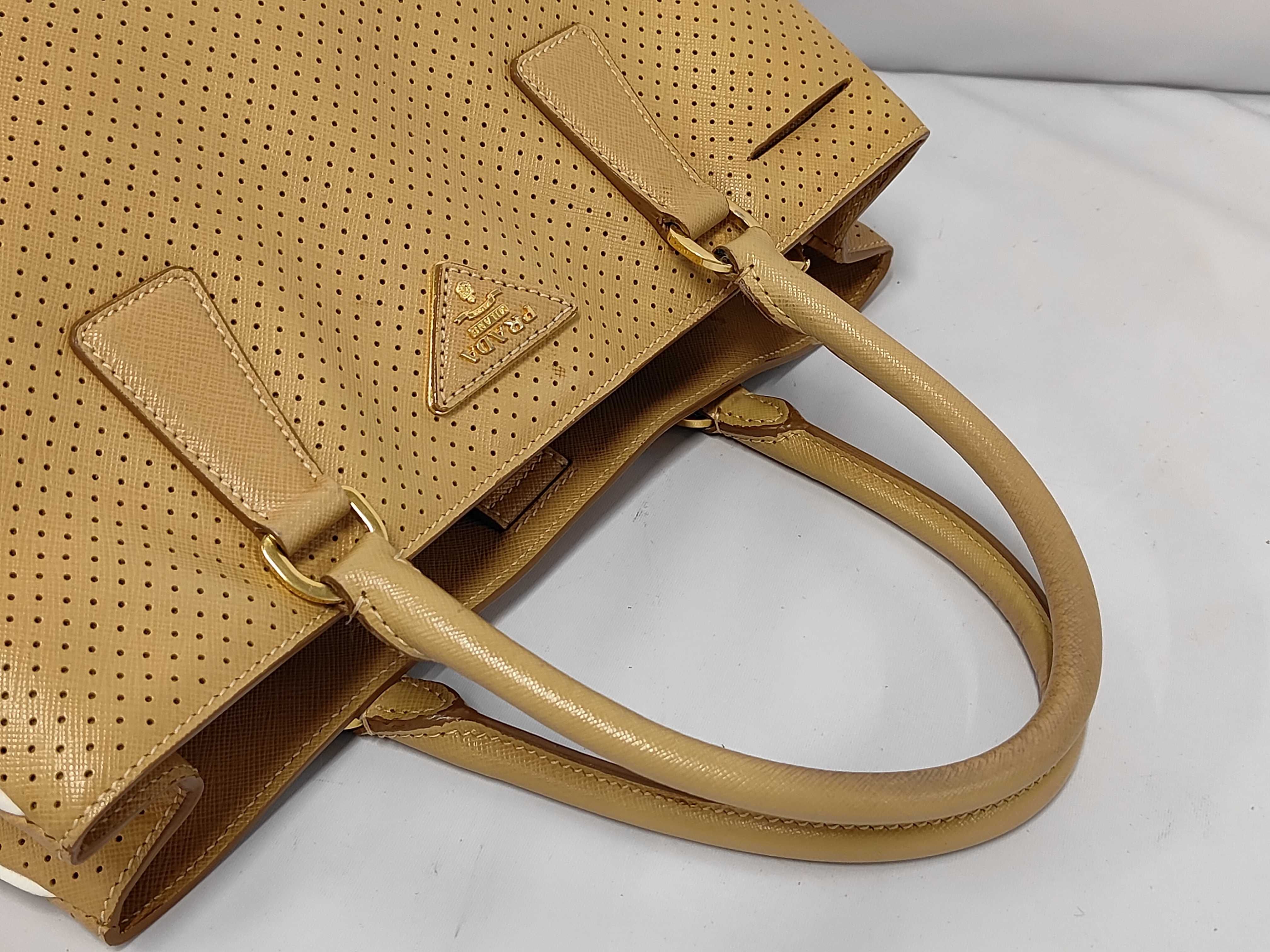 Saffiano Beige Perforated Leather Bag — view 5