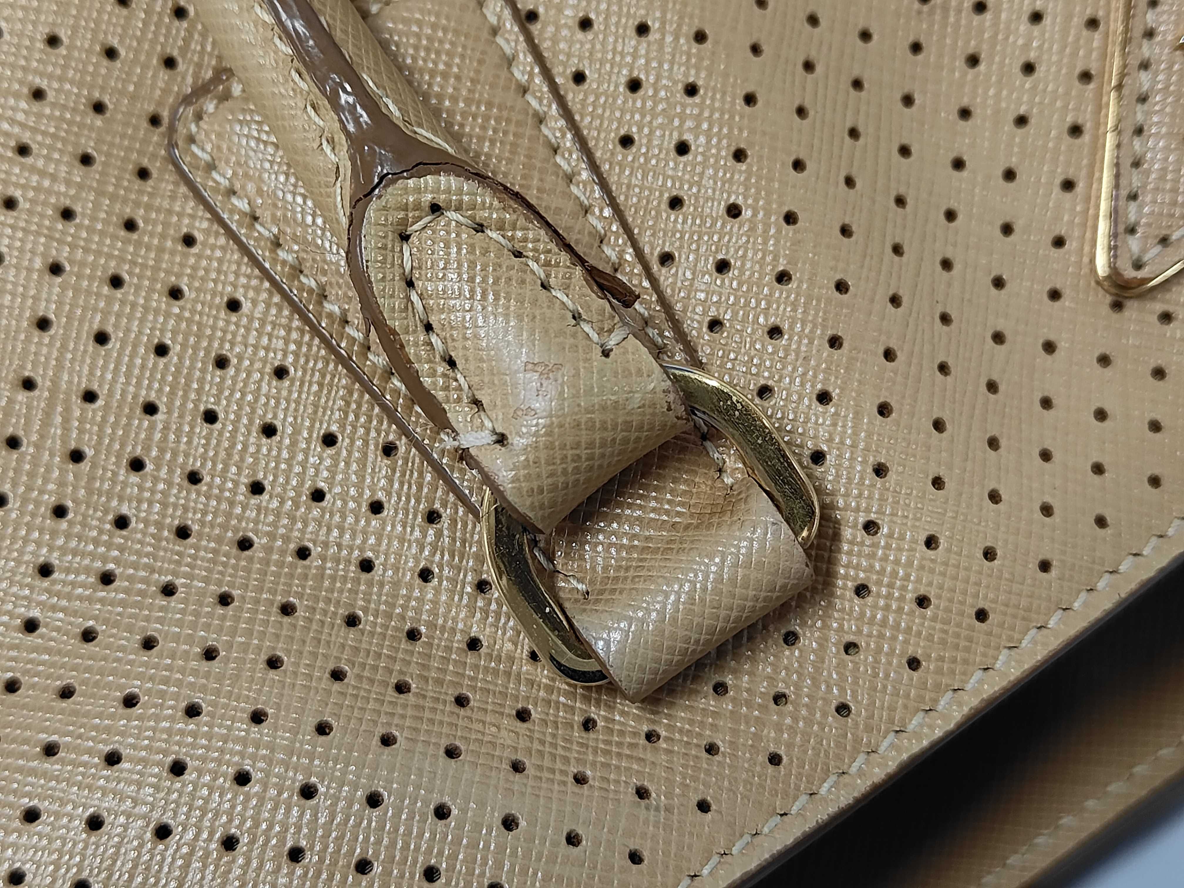 Saffiano Beige Perforated Leather Bag — view 7