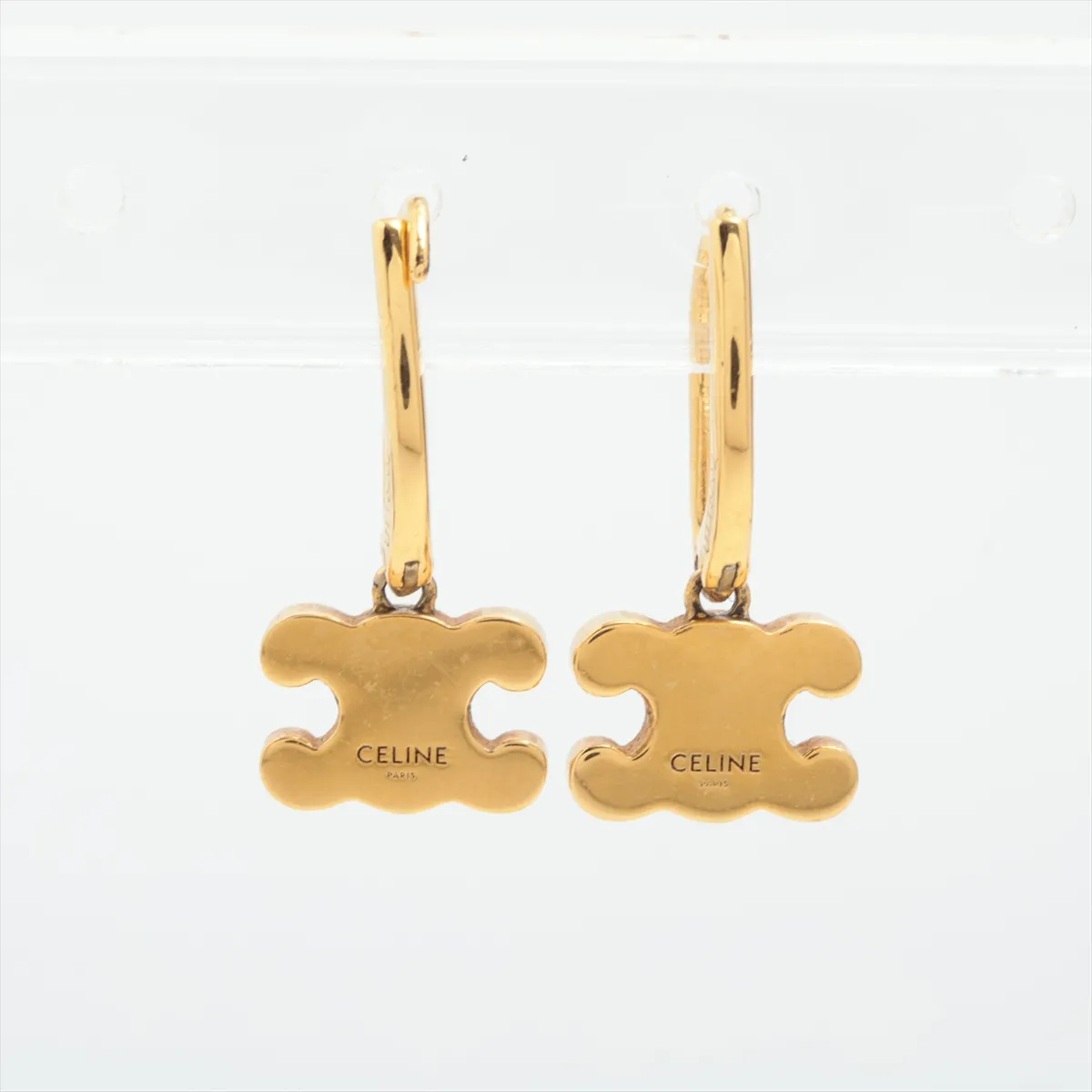 Triomphe Earrings (for both ears) GP x Rhinestone Gold — view 2