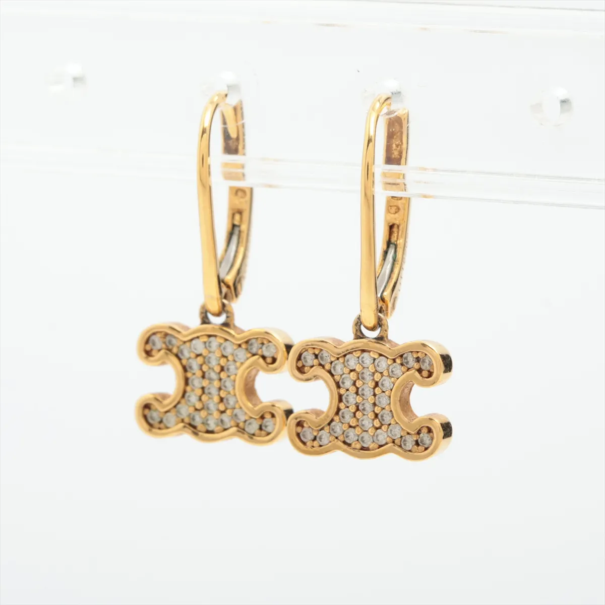 Triomphe Earrings (for both ears) GP x Rhinestone Gold — view 3