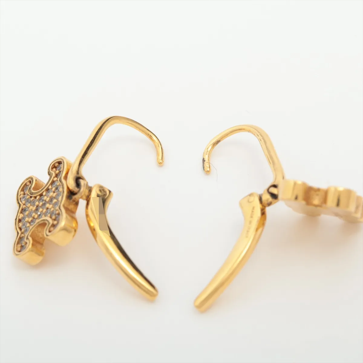 Triomphe Earrings (for both ears) GP x Rhinestone Gold — view 4