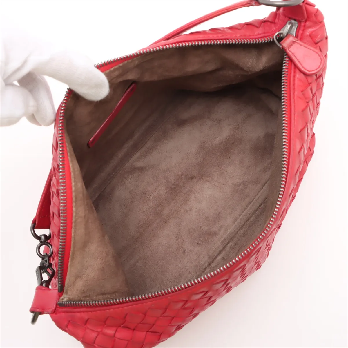 Intrecciato Leather Shoulder Bag Red 239988 — view 7