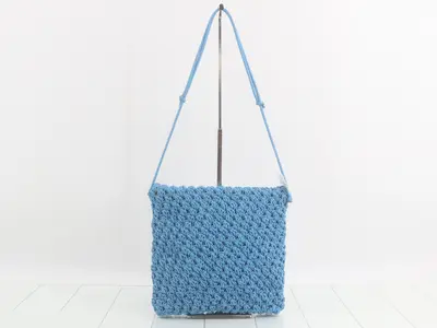 Intrecciato shoulder bag, leather, blue