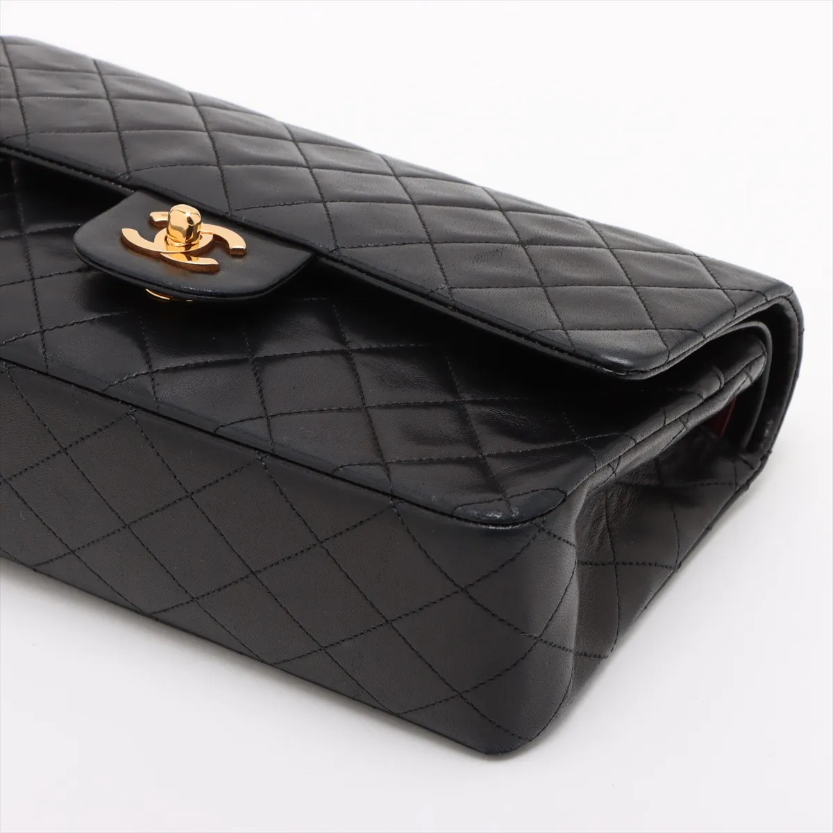 [Individually packaged] Chanel Matelassé 25 Lambskin Double Flap Double Chain Bag, Black with Gold Hardware, 1515285, Series 1, A01112 — view 3