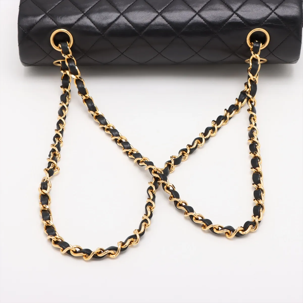 [Individually packaged] Chanel Matelassé 25 Lambskin Double Flap Double Chain Bag, Black with Gold Hardware, 1515285, Series 1, A01112 — view 5