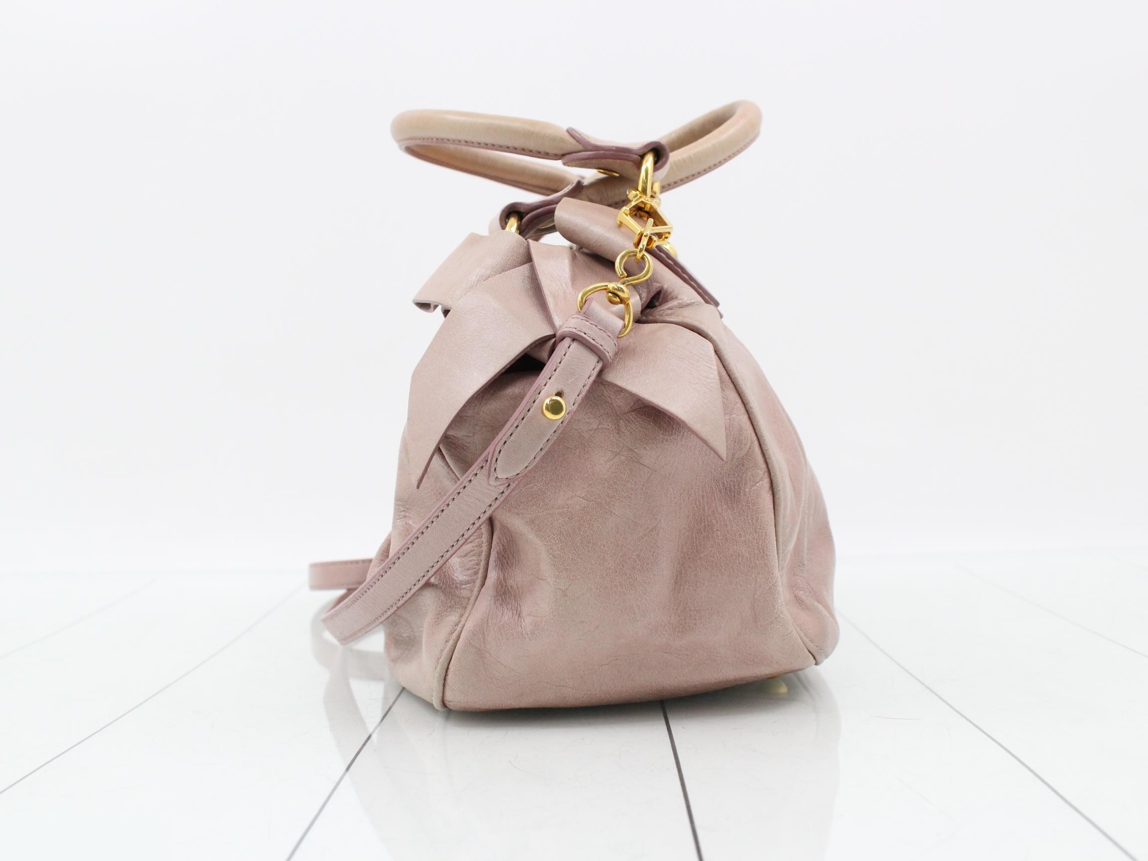Leather side ribbon 2-way handbag — view 3