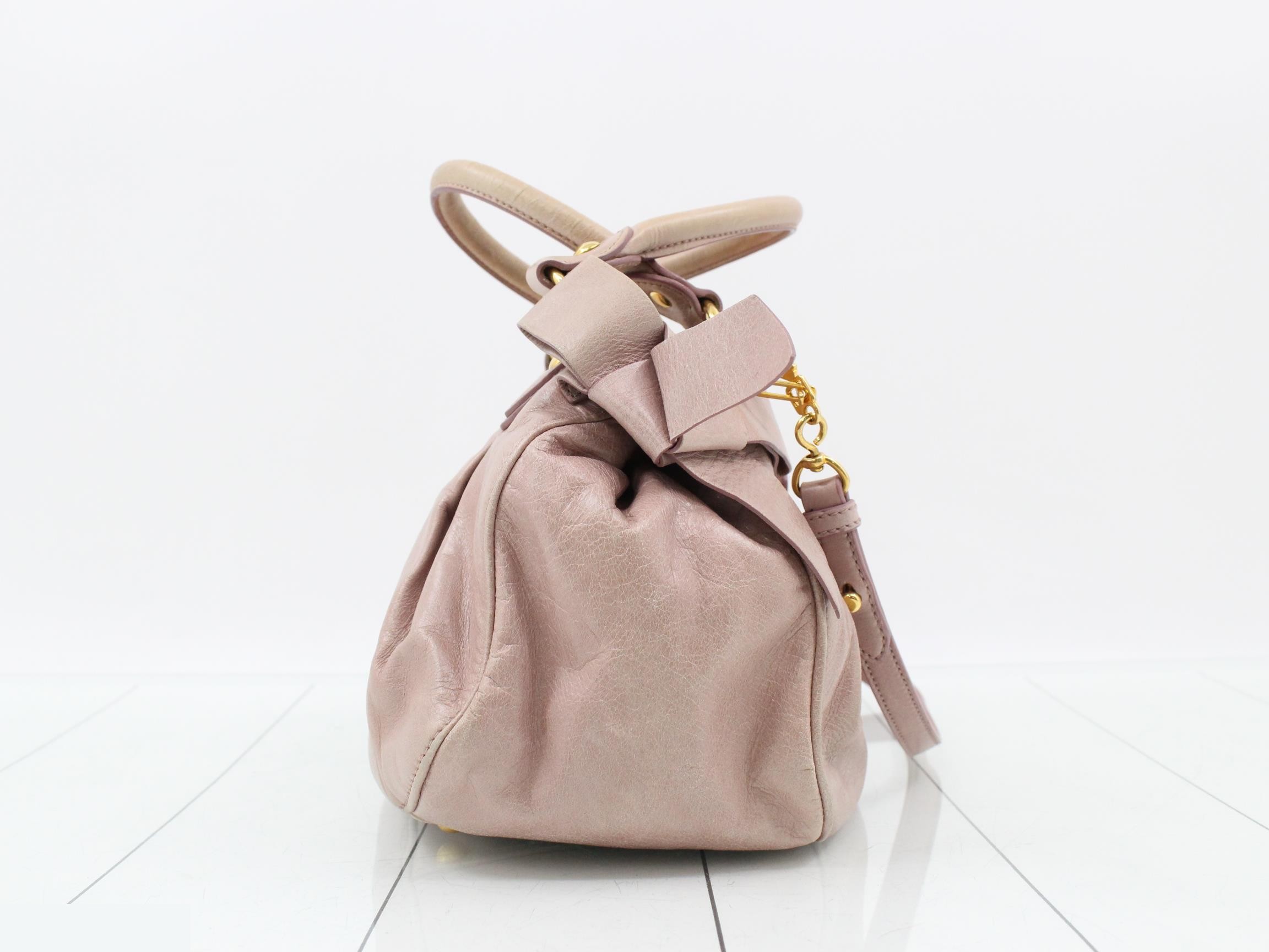 Leather side ribbon 2-way handbag — view 4