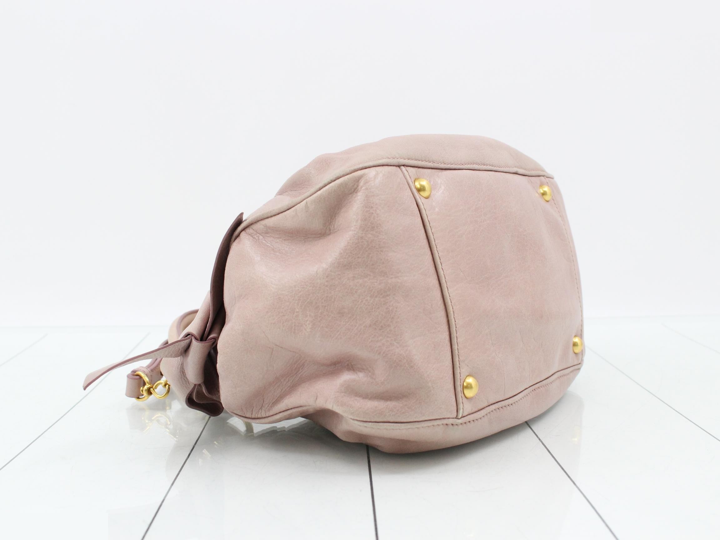 Leather side ribbon 2-way handbag — view 5
