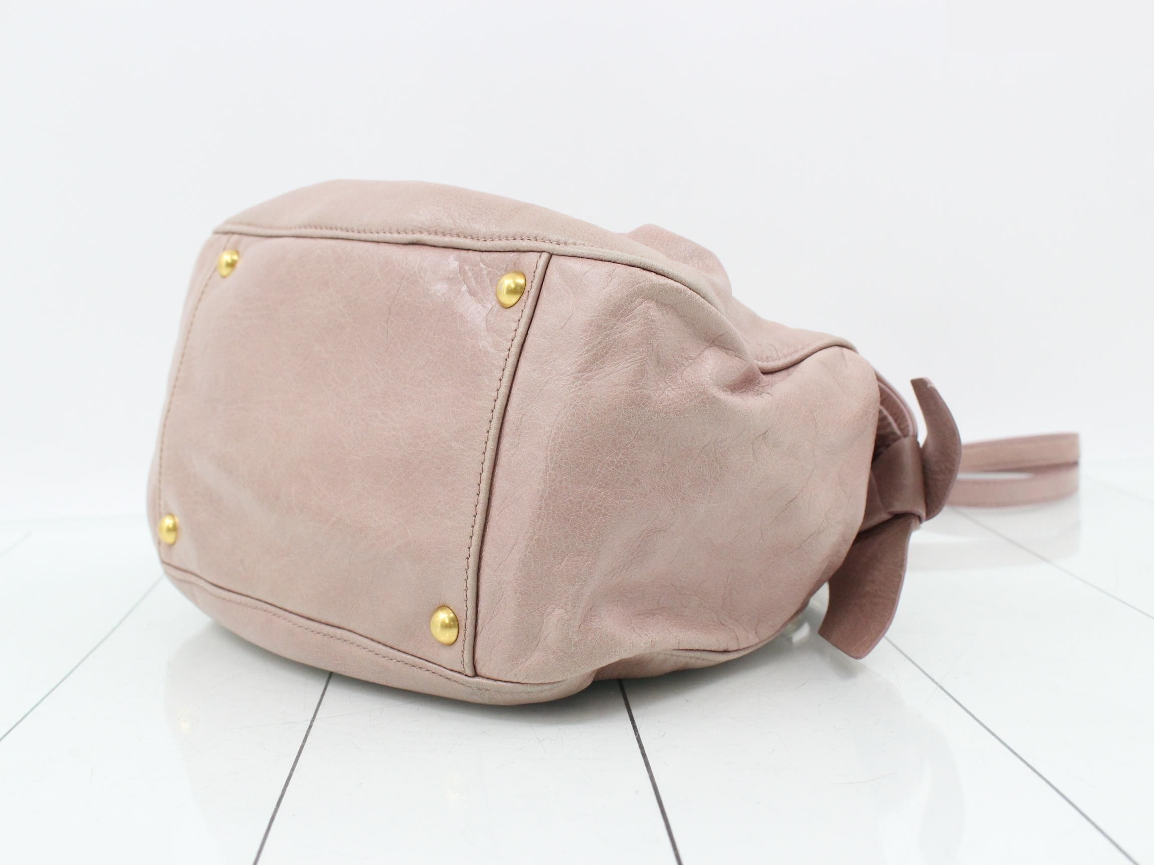 Leather side ribbon 2-way handbag — view 6