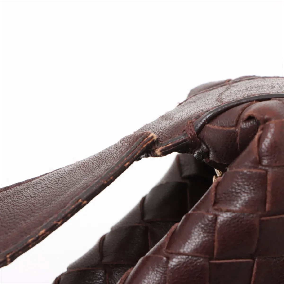 Intrecciato Leather Handbag Brown — view 10