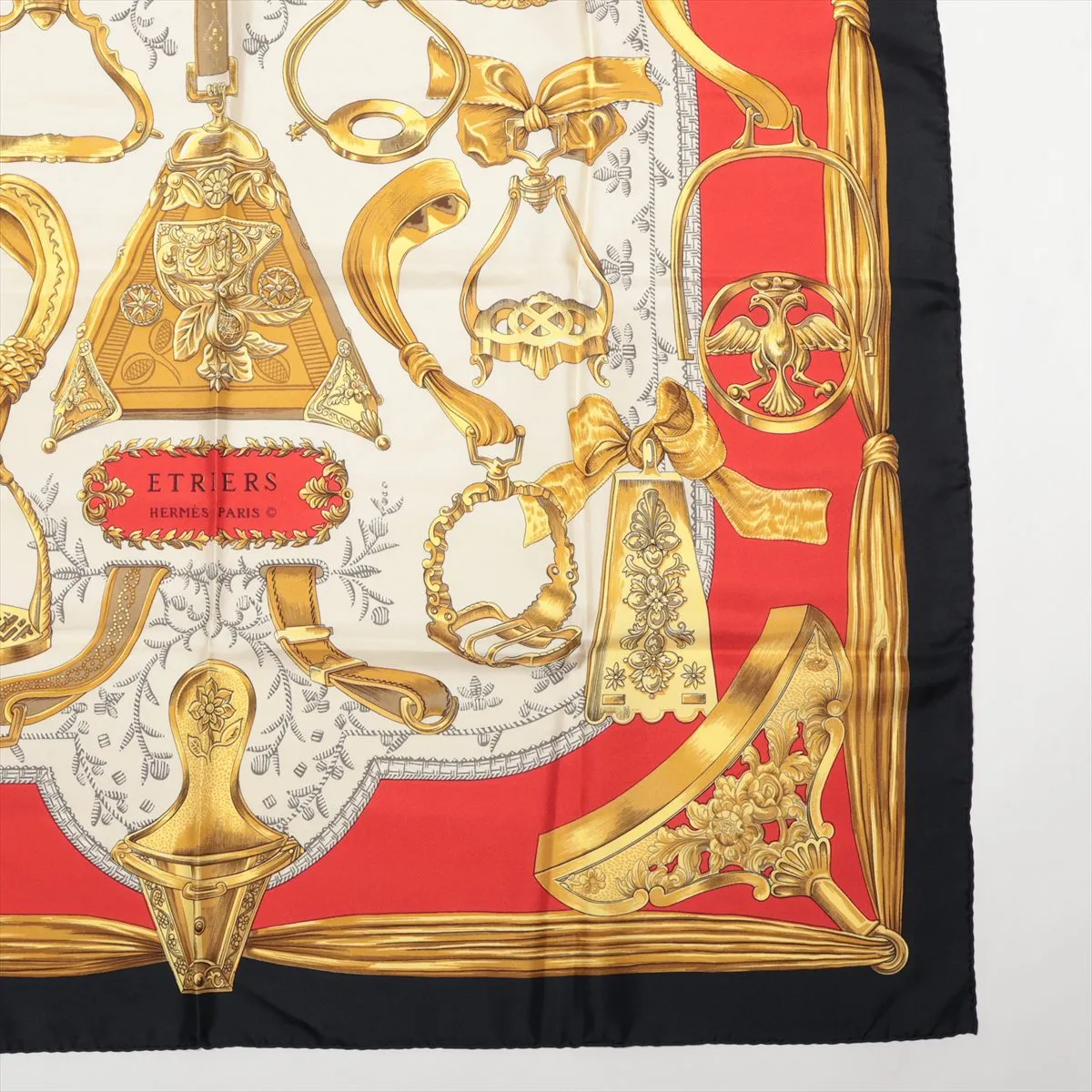 Carre 90 ETRIERS Stirrup Scarf Silk Black Thread — view 4