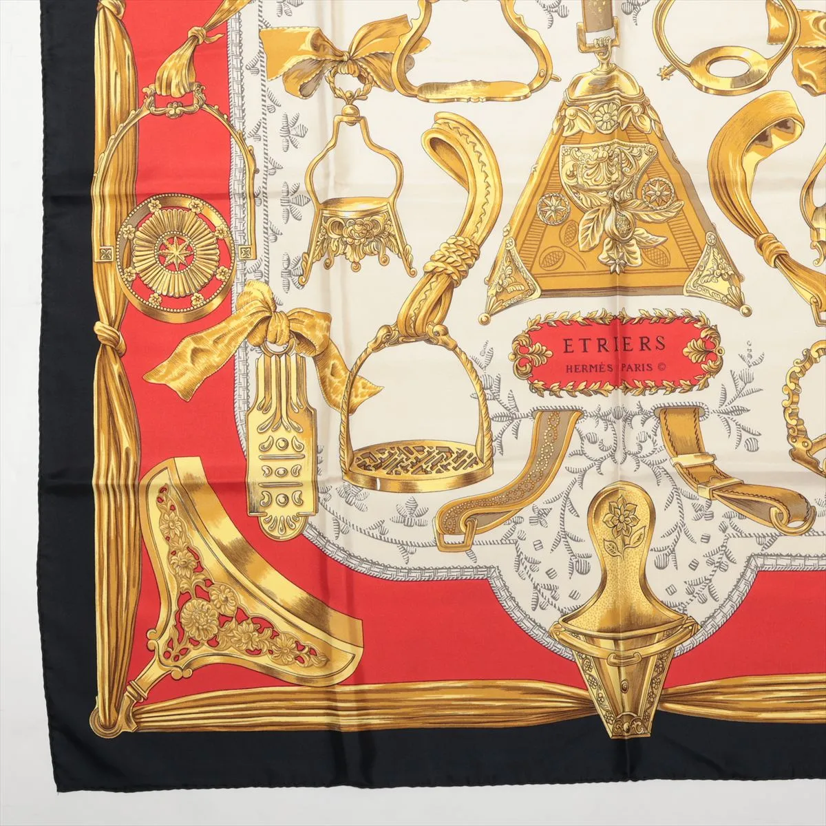 Carre 90 ETRIERS Stirrup Scarf Silk Black Thread — view 5
