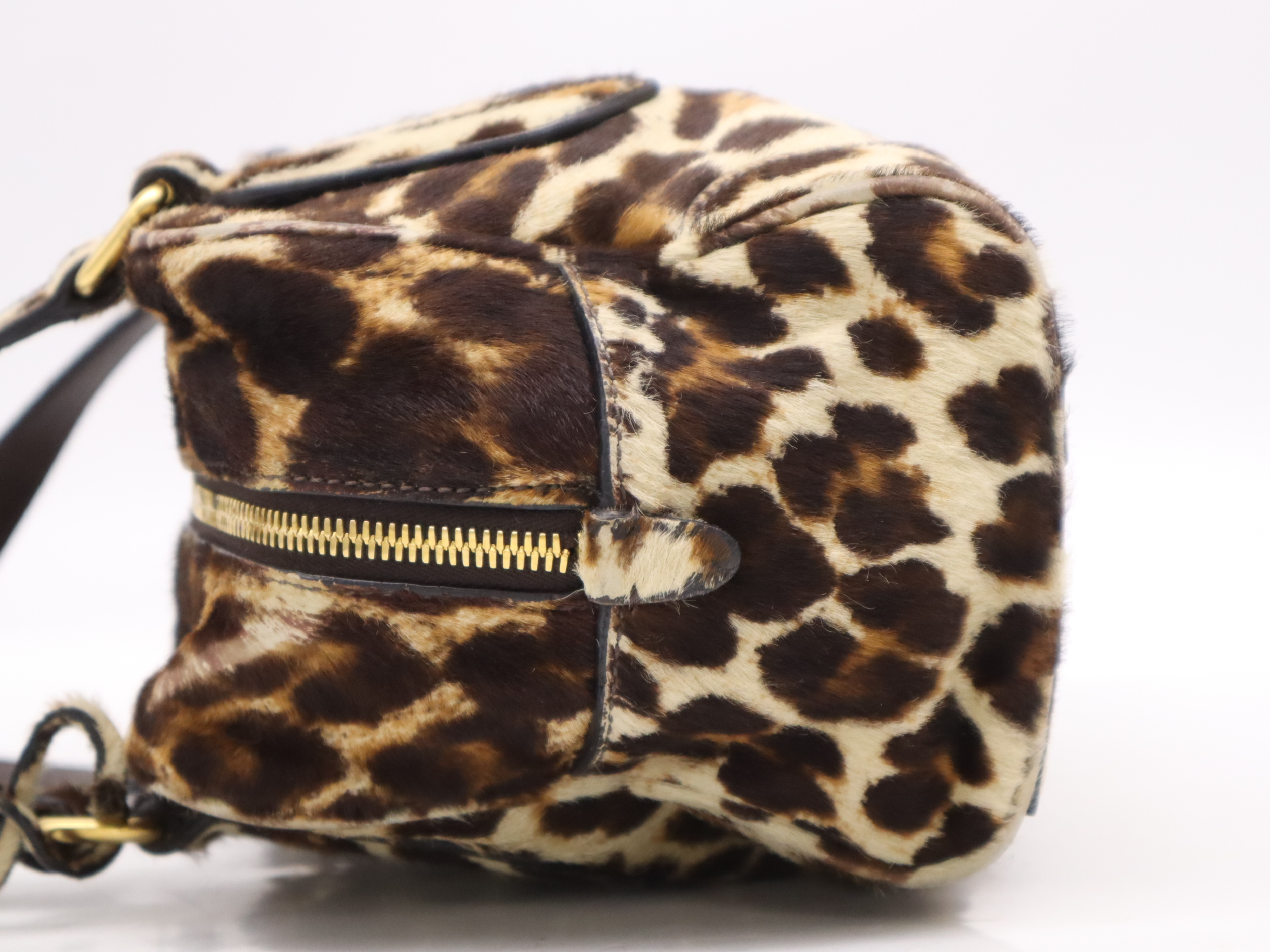 Harako leopard pattern handbag Brown GD metal fittings Handbag with 2 keys, crochet and card — view 3