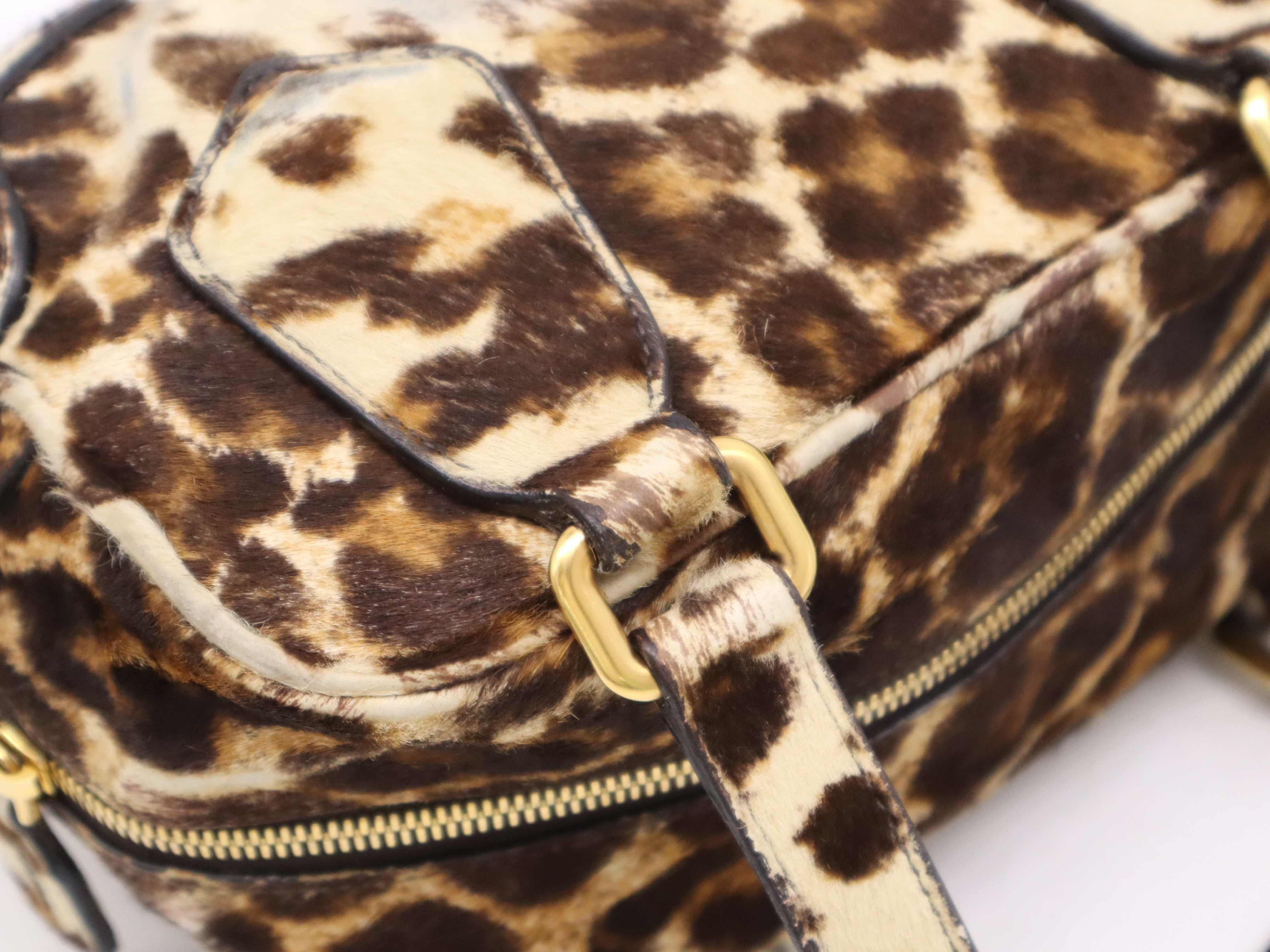 Harako leopard pattern handbag Brown GD metal fittings Handbag with 2 keys, crochet and card — view 7