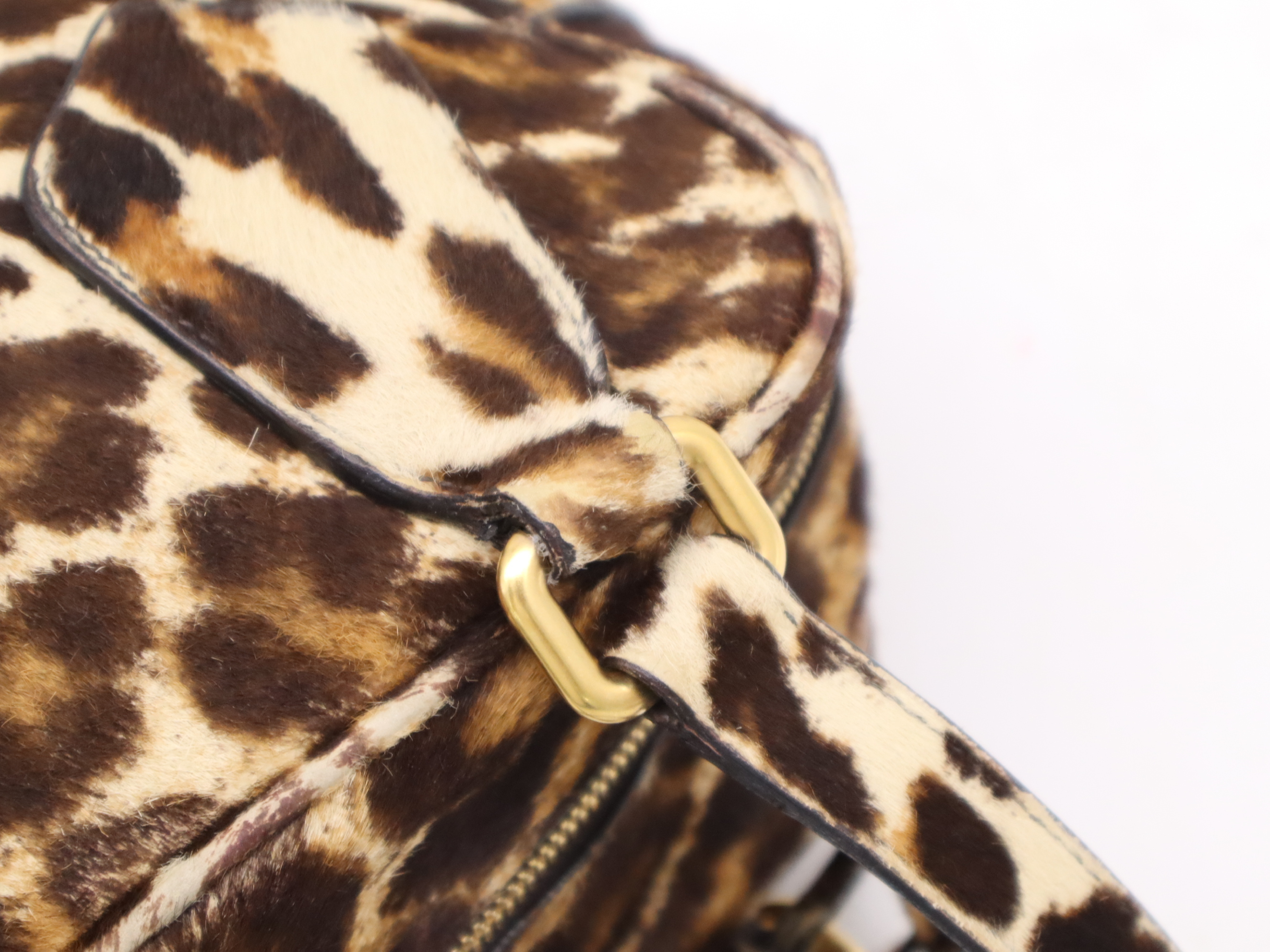 Harako leopard pattern handbag Brown GD metal fittings Handbag with 2 keys, crochet and card — view 8