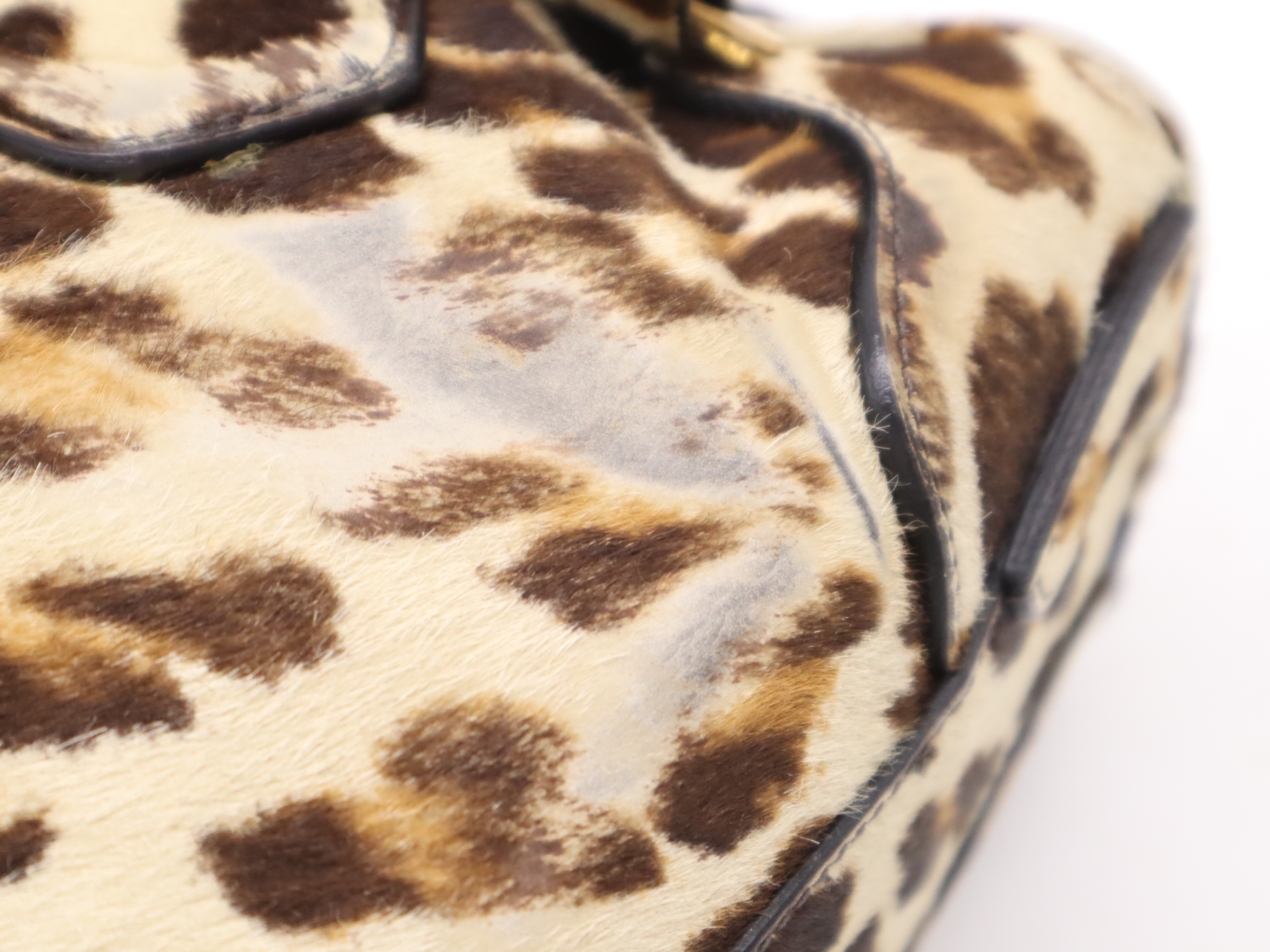 Harako leopard pattern handbag Brown GD metal fittings Handbag with 2 keys, crochet and card — view 9