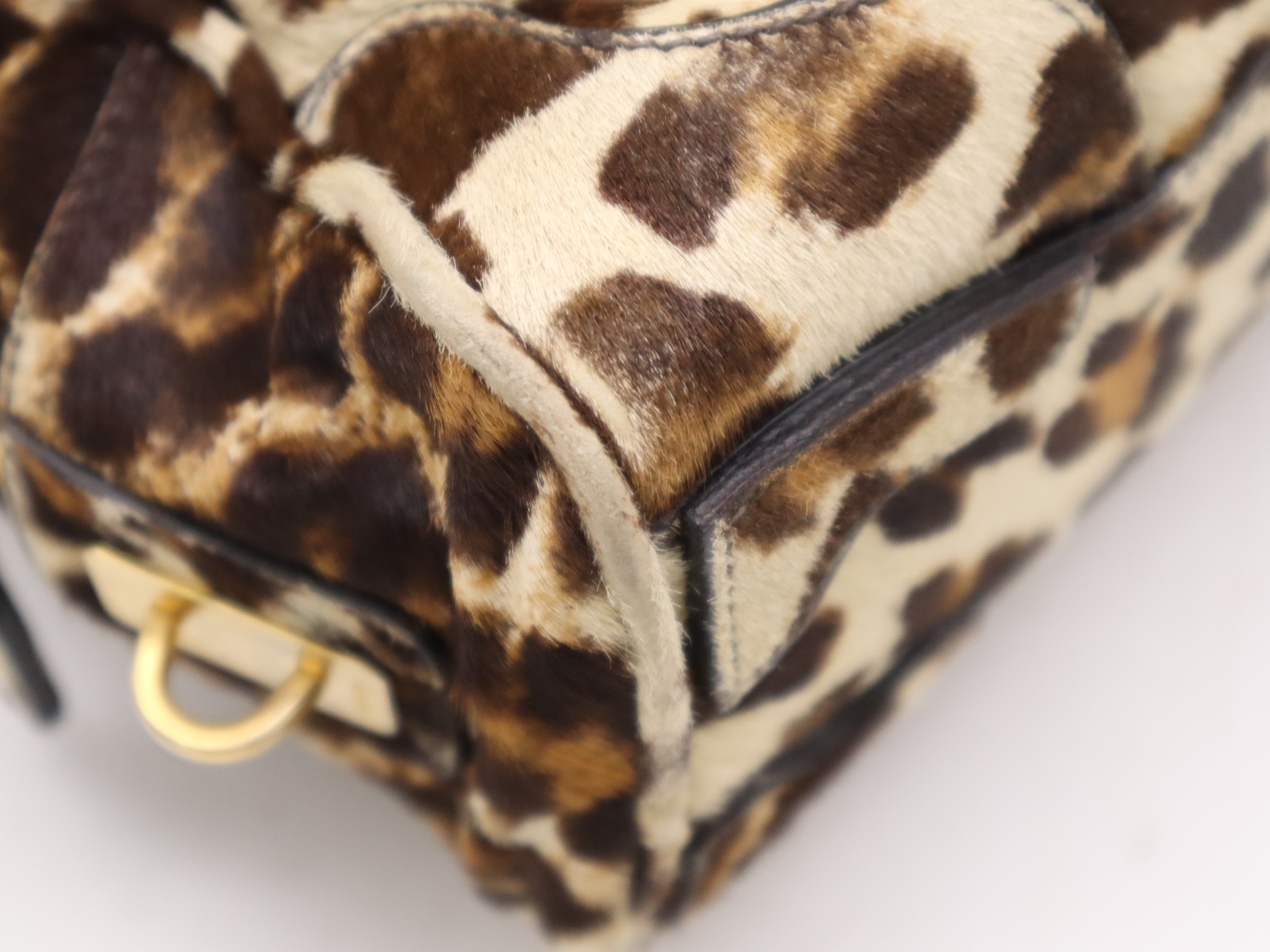 Harako leopard pattern handbag Brown GD metal fittings Handbag with 2 keys, crochet and card — view 10