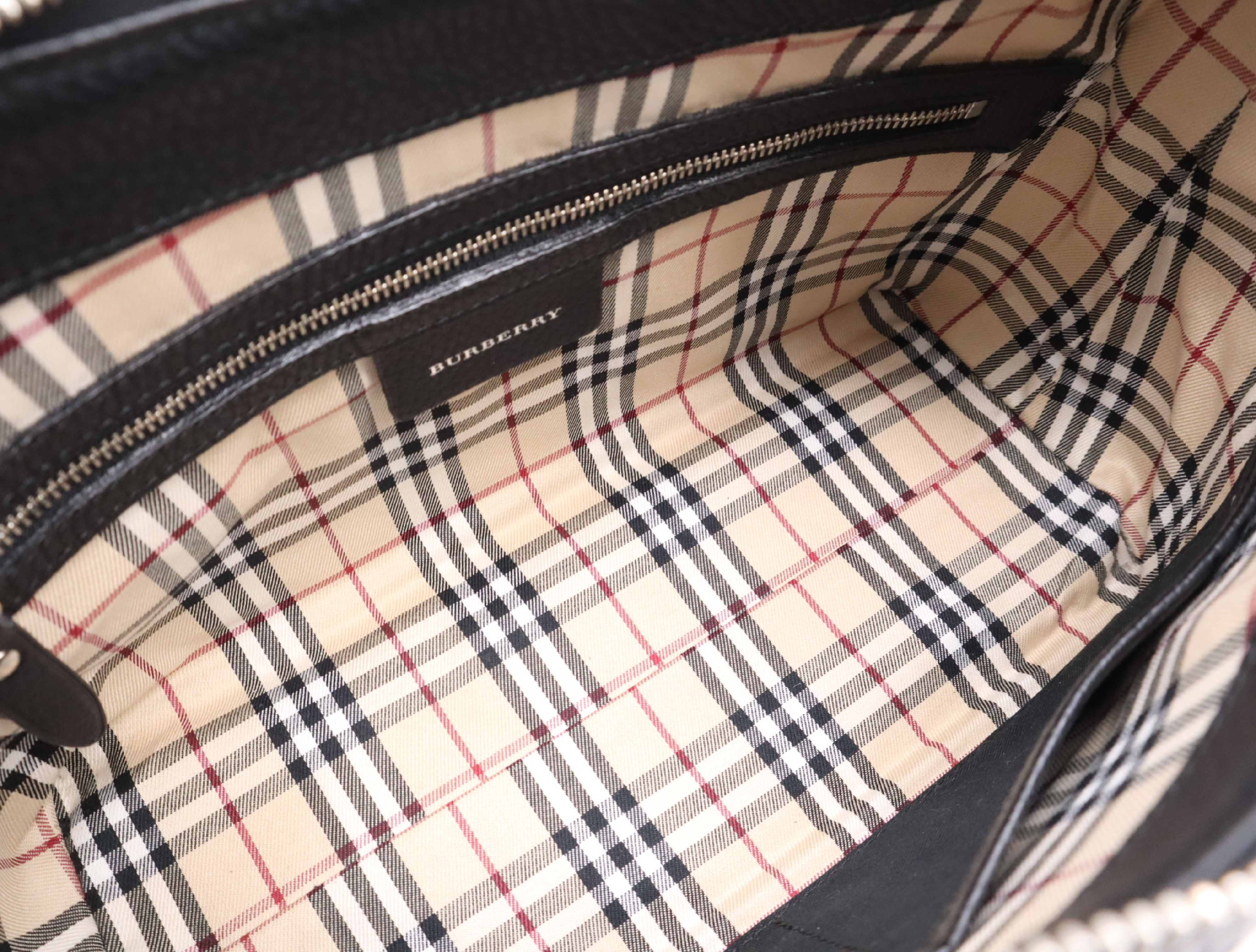 Leather One-Shoulder Bag, Black Nova Check Pattern, Silver Hardware, Shoulder Bag — view 12