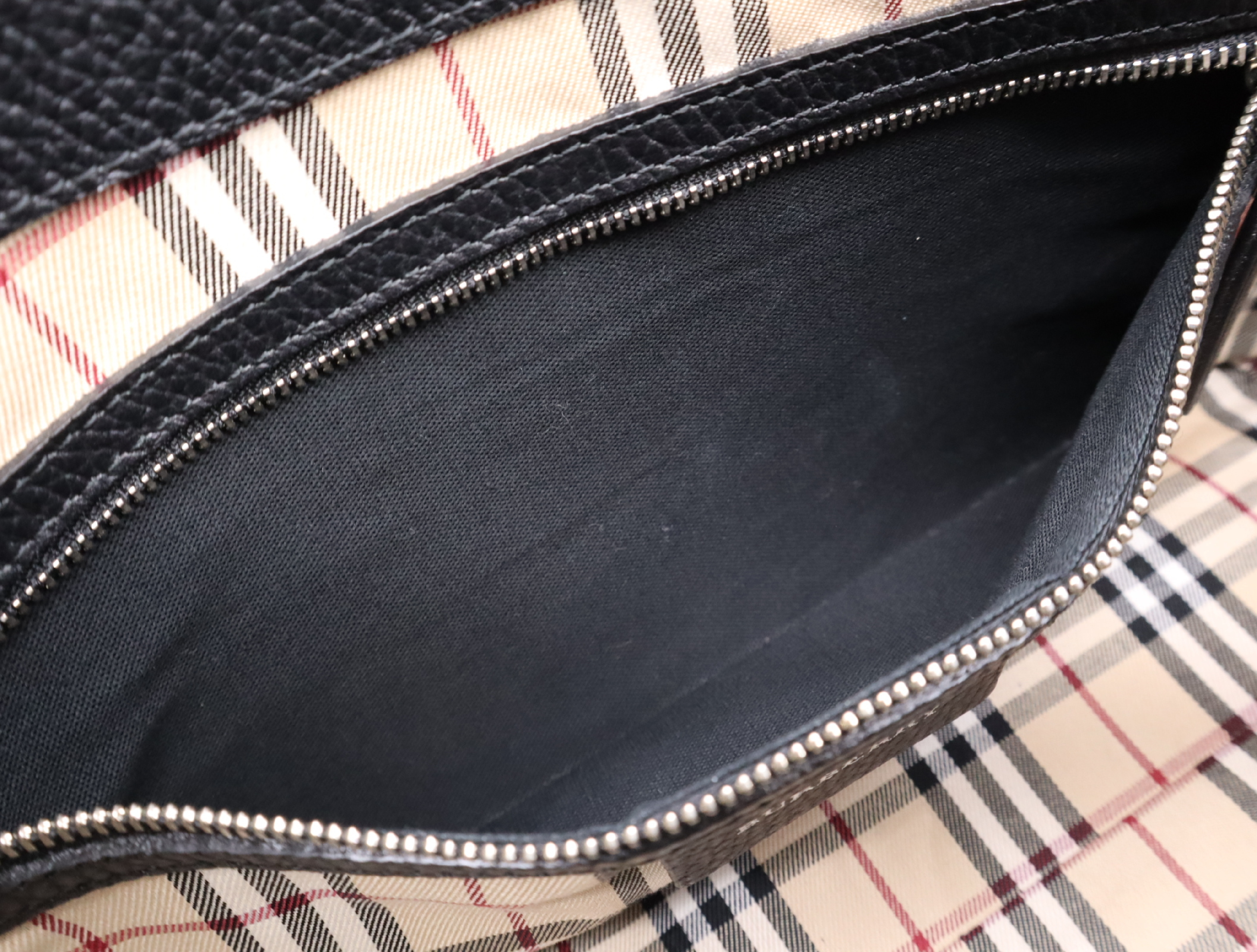Leather One-Shoulder Bag, Black Nova Check Pattern, Silver Hardware, Shoulder Bag — view 13