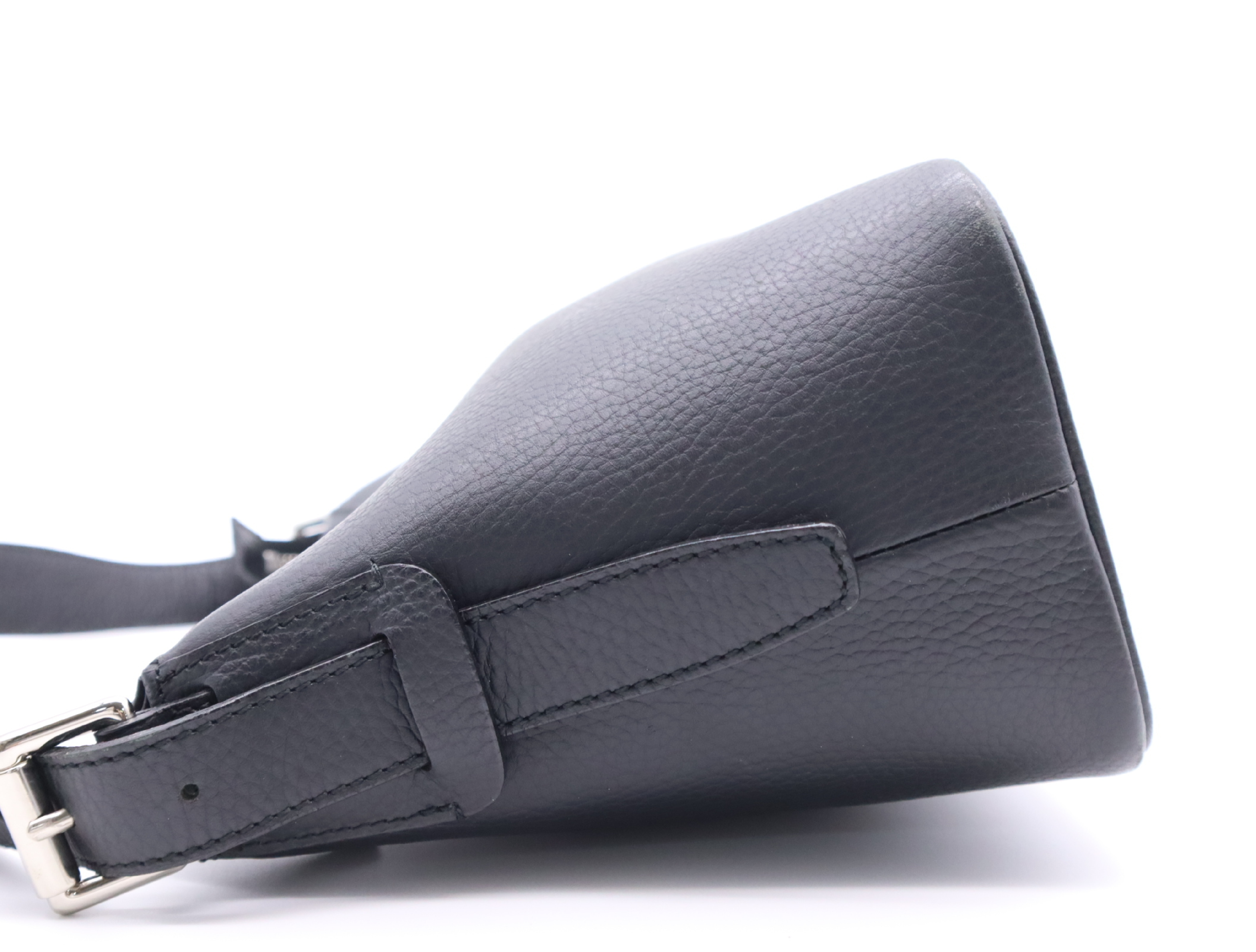 Leather One-Shoulder Bag, Black Nova Check Pattern, Silver Hardware, Shoulder Bag — view 3