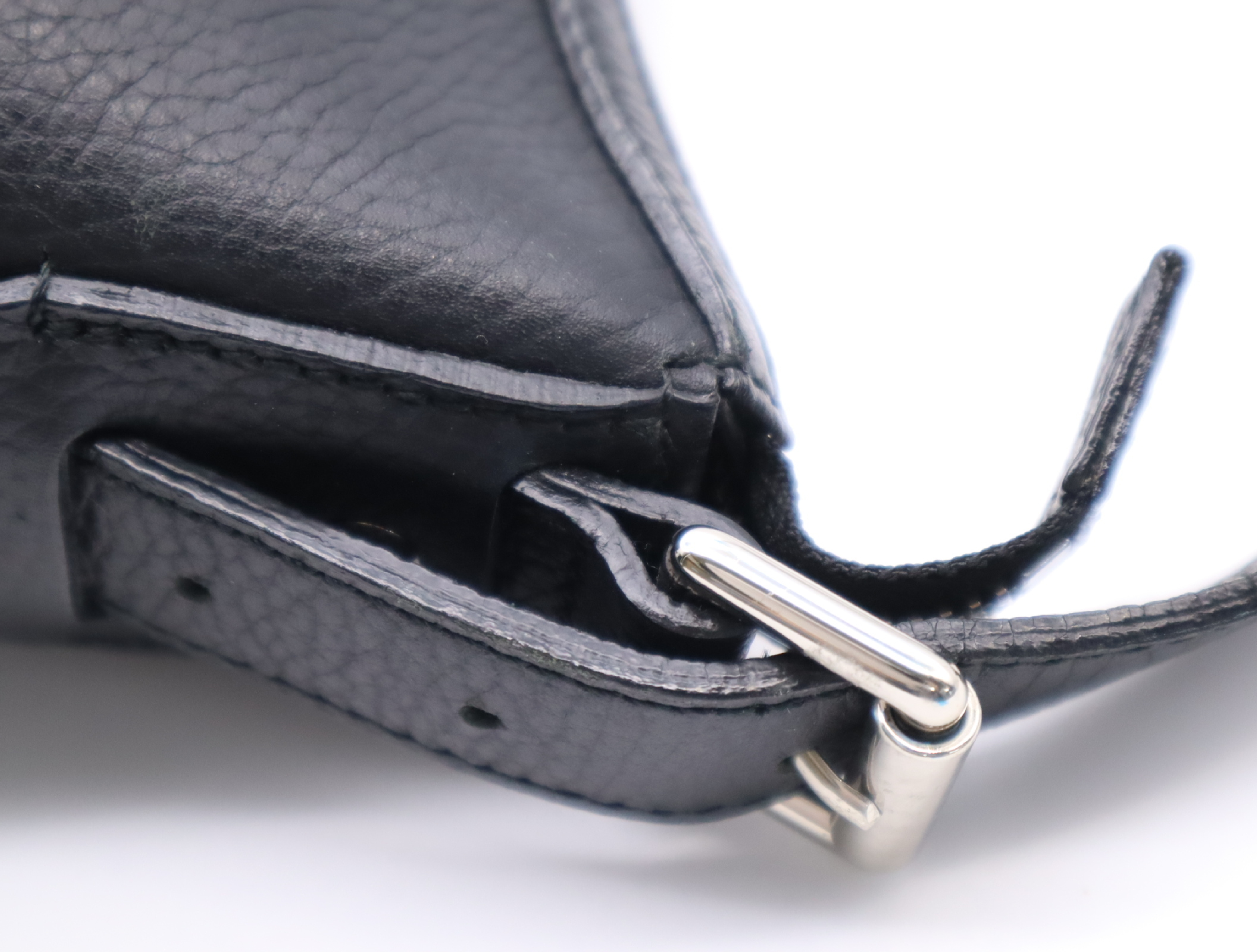 Leather One-Shoulder Bag, Black Nova Check Pattern, Silver Hardware, Shoulder Bag — view 8
