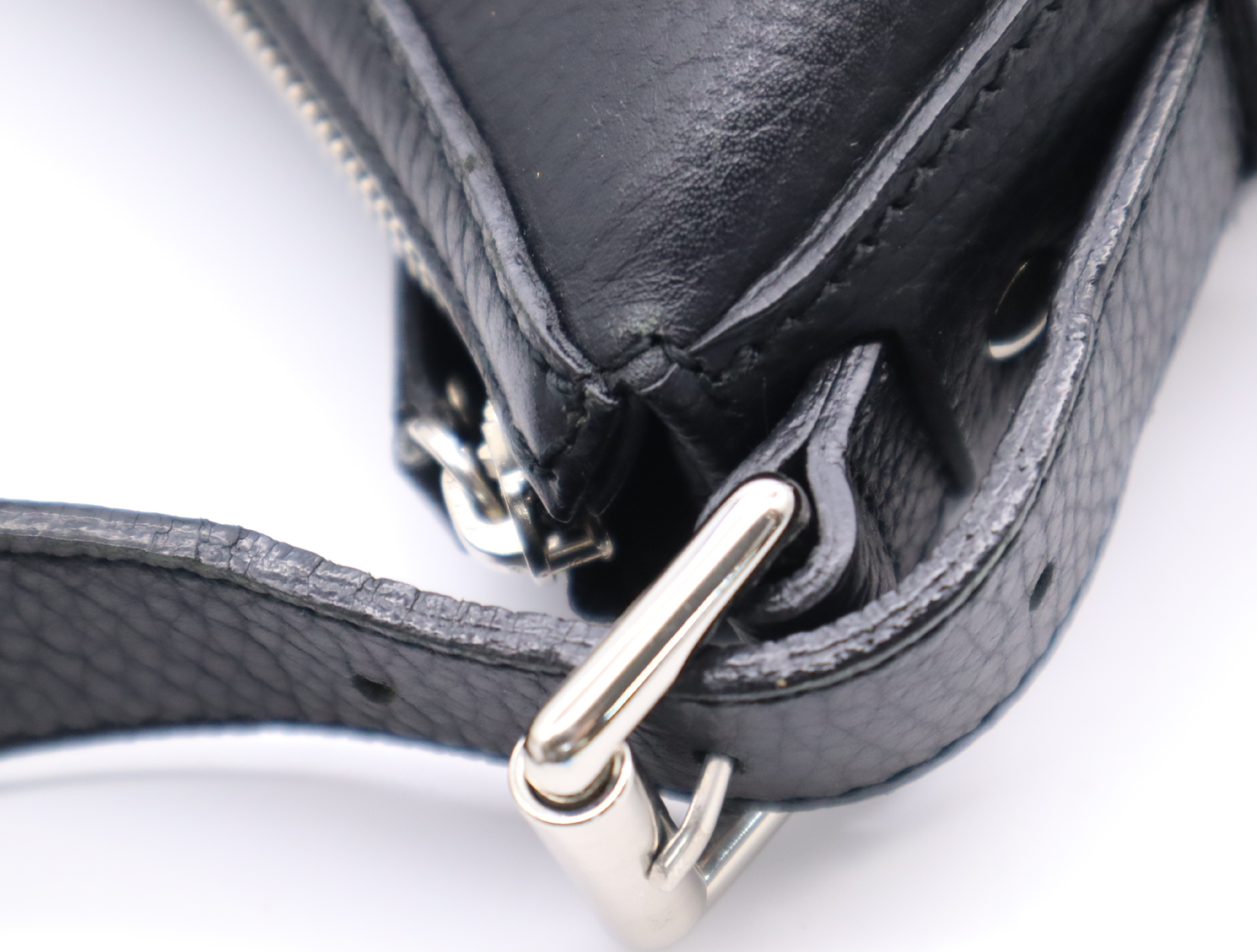 Leather One-Shoulder Bag, Black Nova Check Pattern, Silver Hardware, Shoulder Bag — view 9