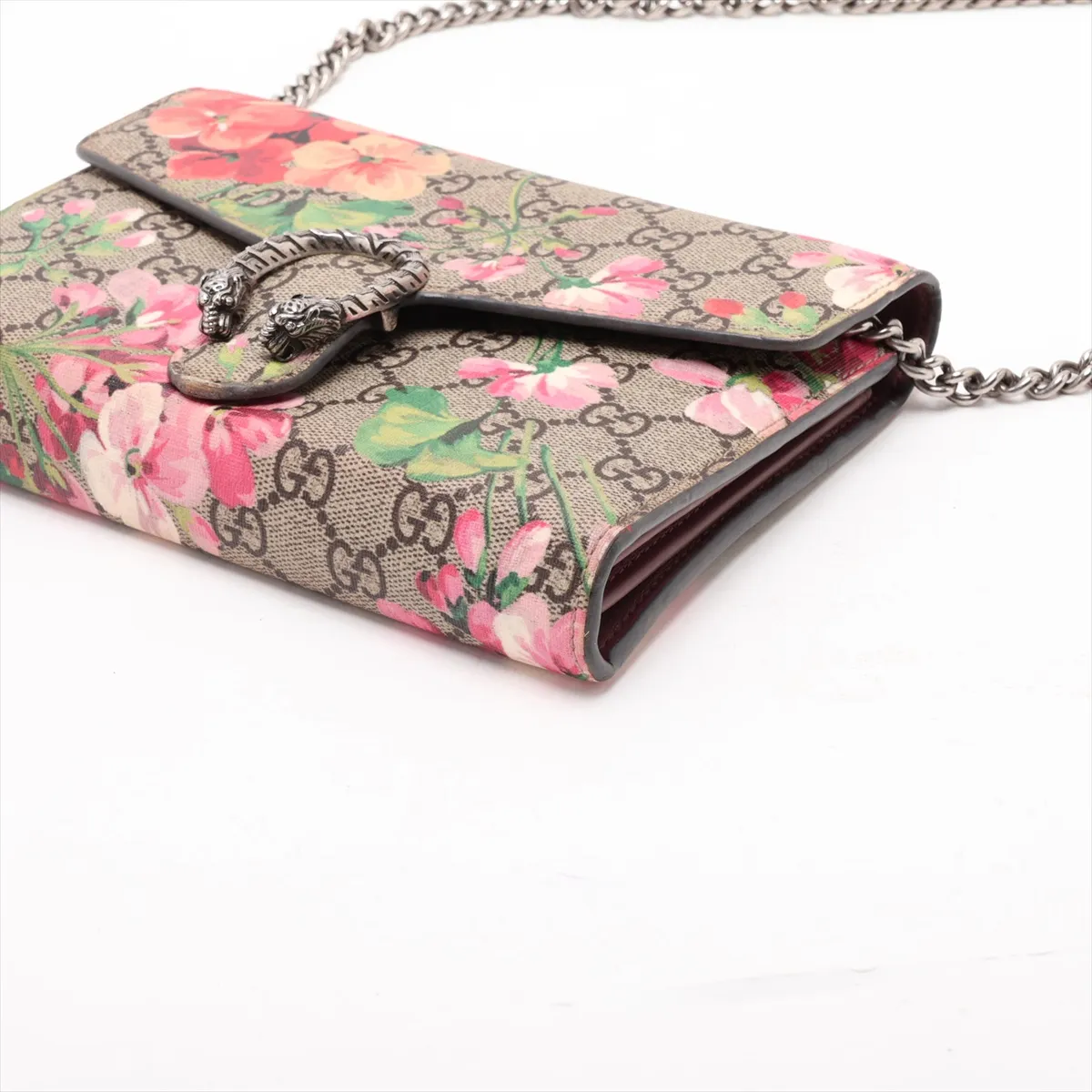 GG Blooms Dionysus PVC x Suede Chain Shoulder Bag, Beige, 401231 — view 3